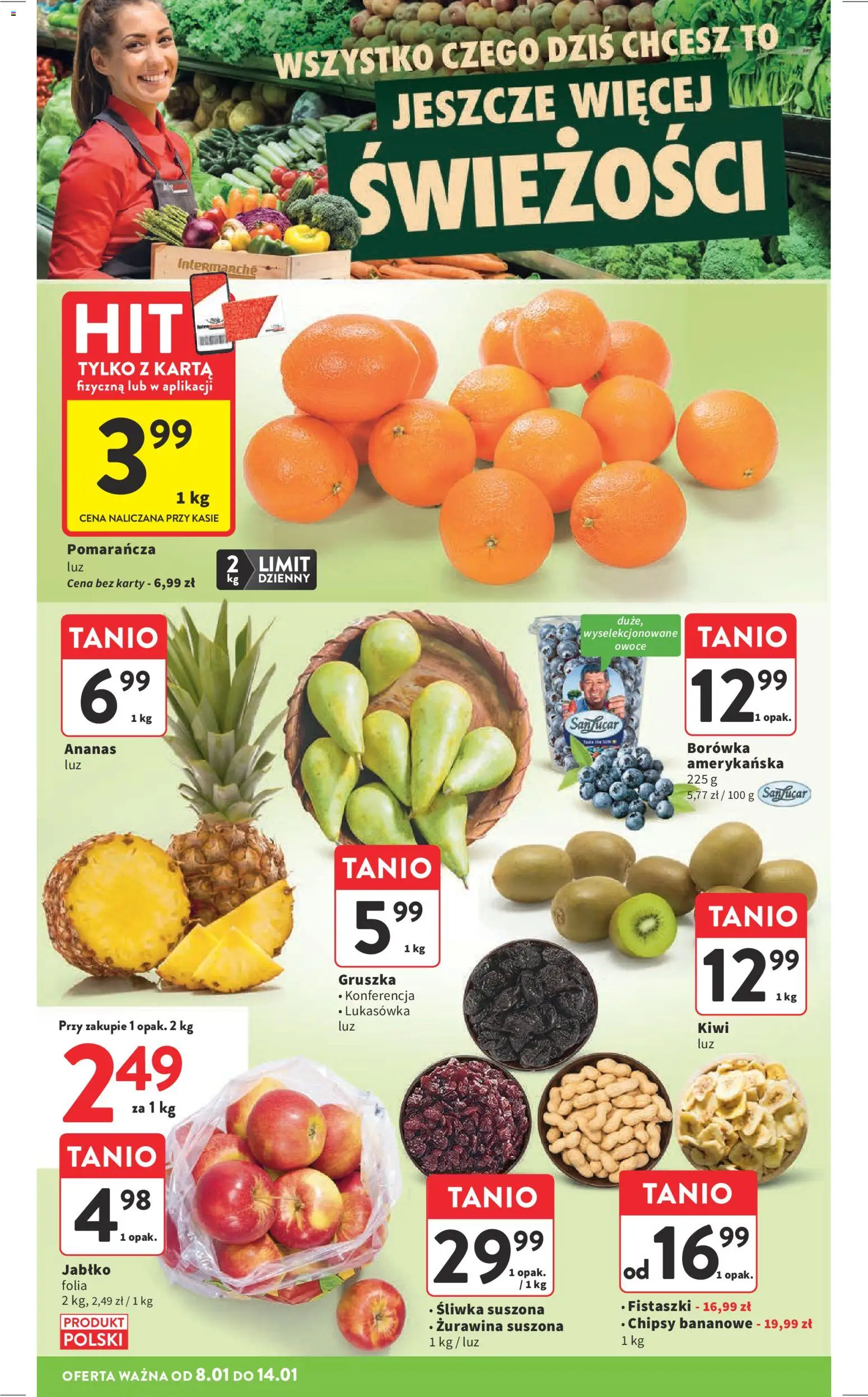 Intermarche Gazetka od 08.01.2026 | Strona: 10 | Produkty: Chipsy bananowe, Żurawina, Ananas, Kiwi