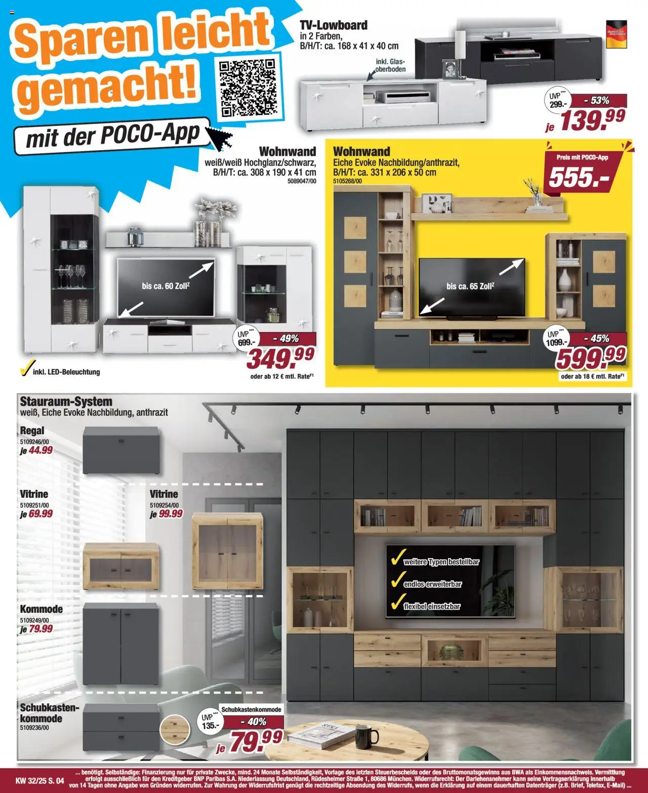 Poco Prospekt 	 - gültig ab dem 02.08.2025 | Seite: 4 | Produkte: Wohnwand, Vitrine, Kommode, Regal