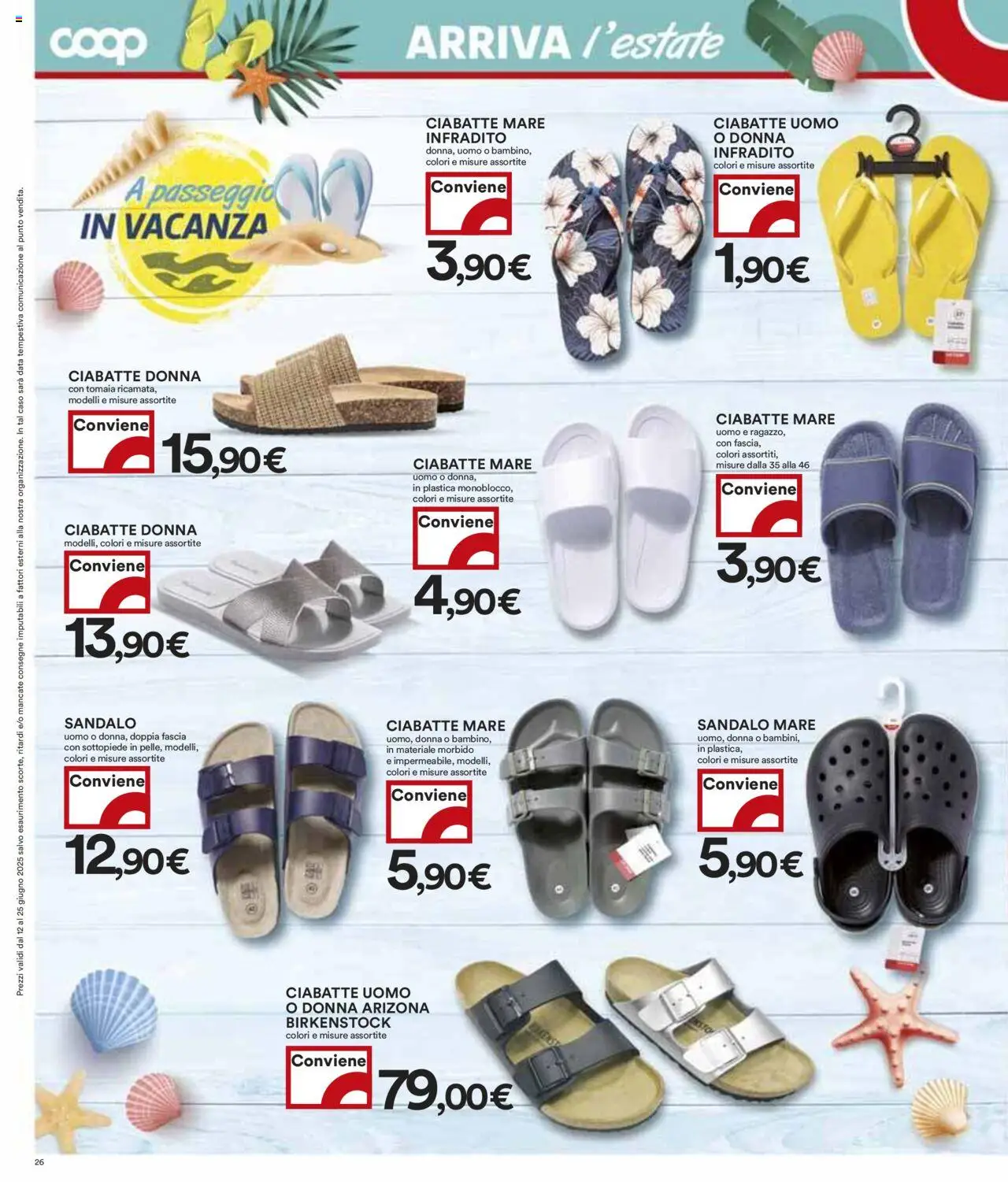 Volantino COOP del 12.06.2025 | Pagina: 26 | Prodotti: Ciabatte, Infradito, Data