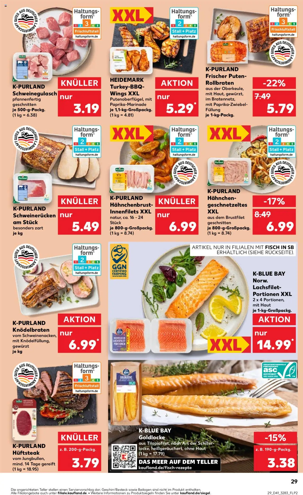 Kaufland prospekt Berlin	 – gültig ab 09.10.2025 | Seite: 29 | Produkte: Schweinegulasch, Fisch, Schweinerucken, Hahnchenbrust