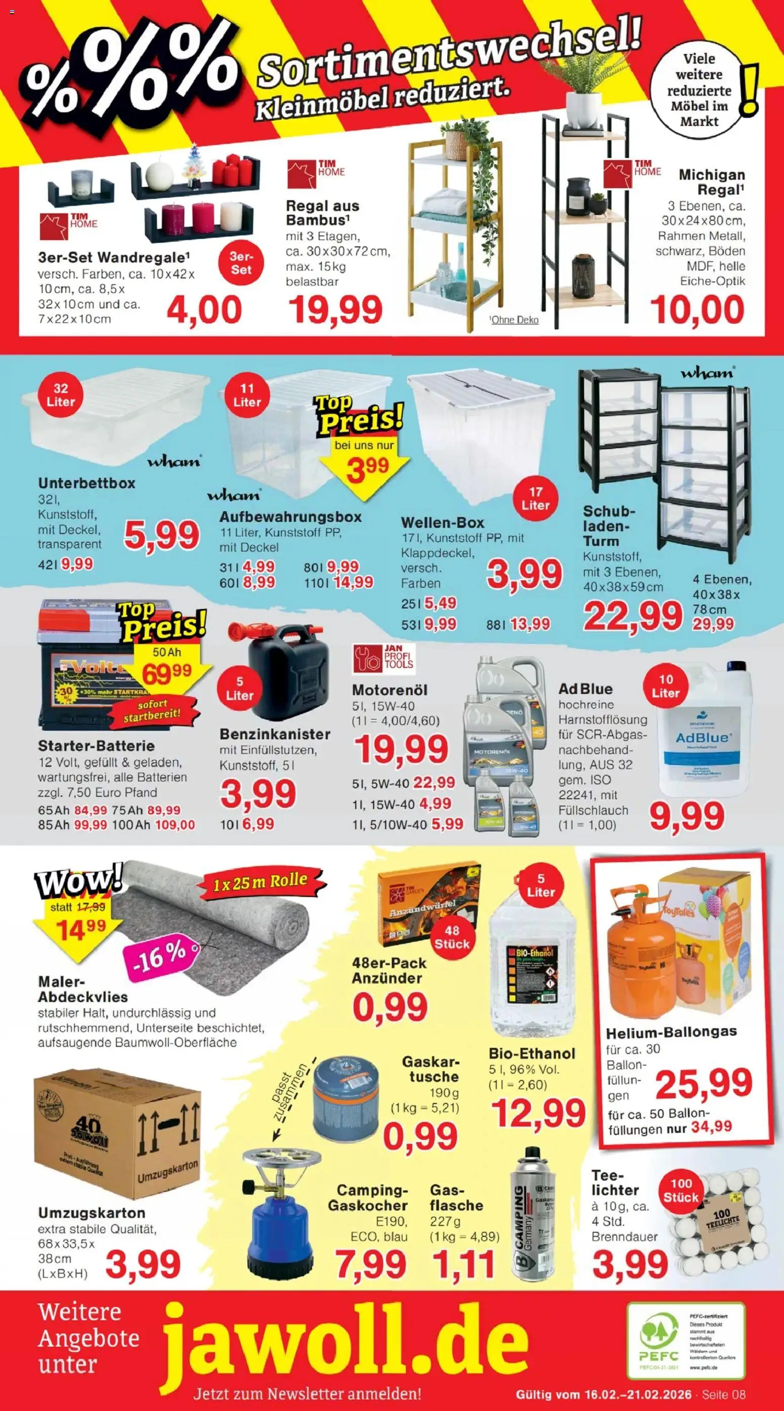 Jawoll Prospekt – gültig ab 16.02.2026 | Seite: 8 | Produkte: Batterien, Regal, Tee