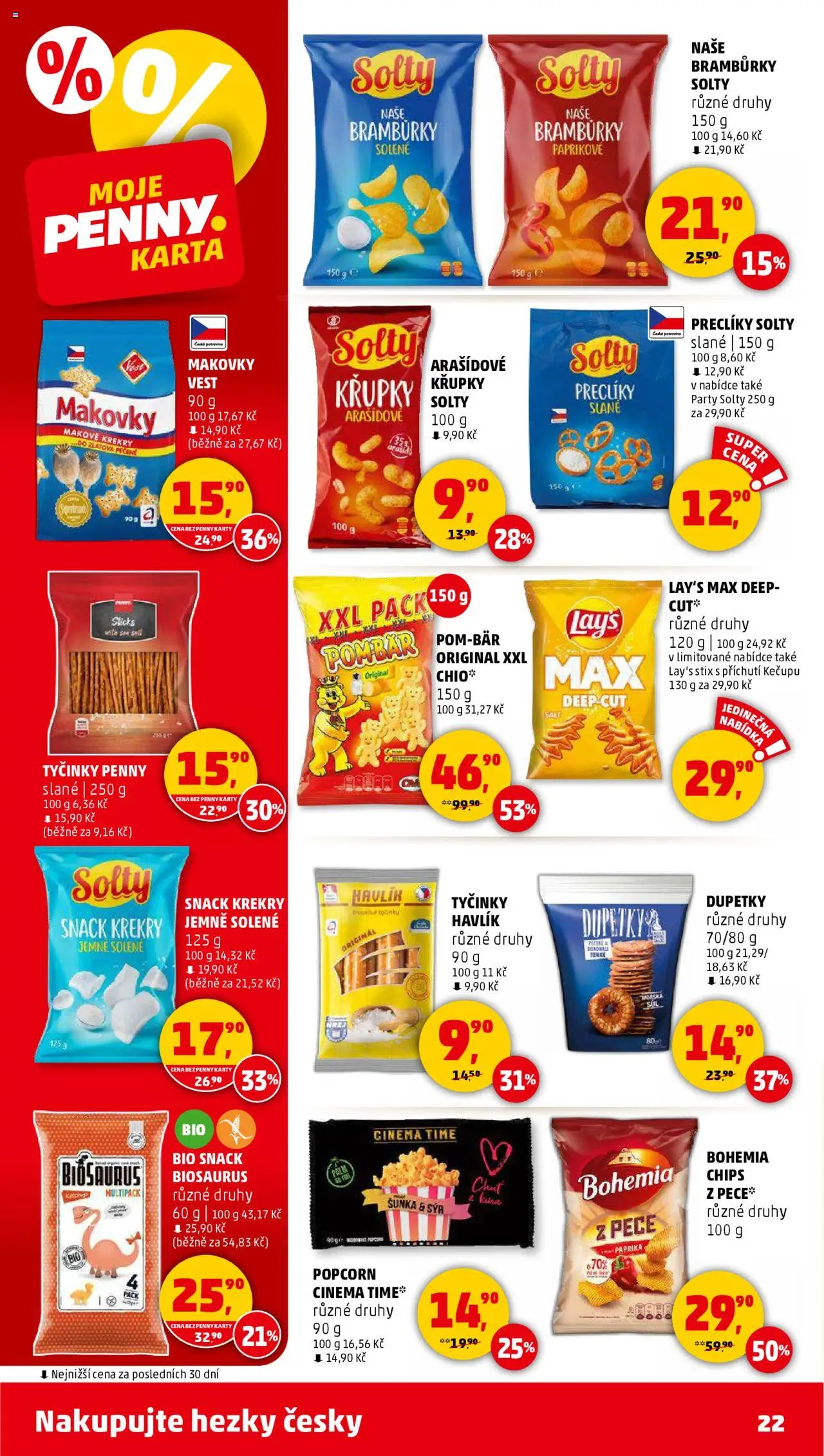 Penny Market leták - Čtvrtečník od 26.06.2025 | Strana: 22 | Produkty: Bramburky, Paprika, Popcorn, Lay's