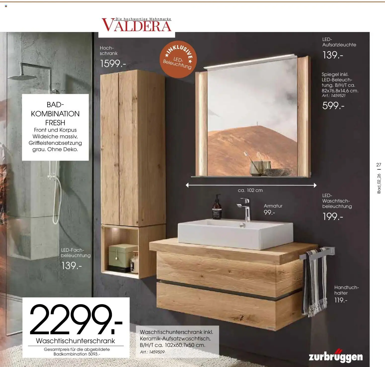 Zurbrüggen - Zurbrüggen: Bad Spezial – gültig ab 22.03.2026 | Seite: 27 | Produkte: Bad, Spiegel, Armatur, Waschtisch