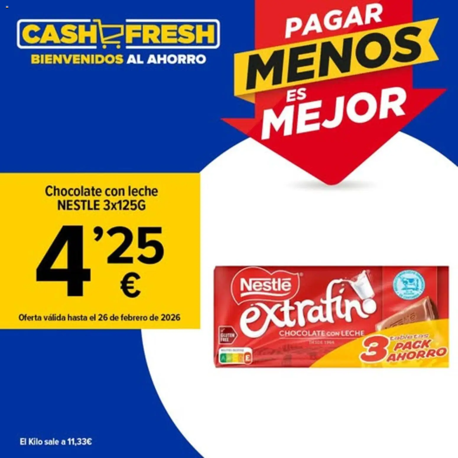 Cash Fresh folleto │ válido desde el 18.02.2026 | Página: 1 | Productos: Leche, Chocolate, Chocolate con leche
