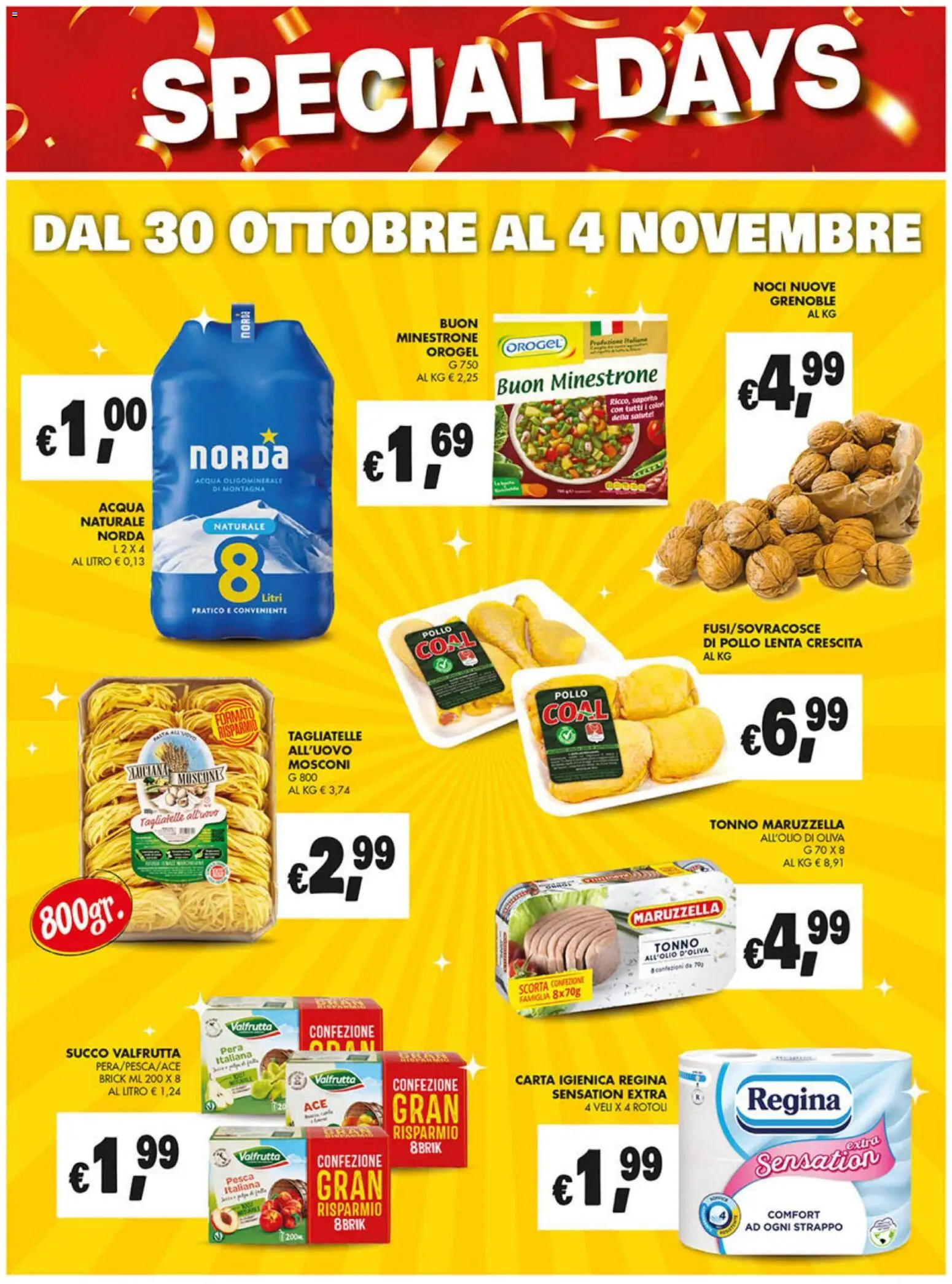 Volantino Coal del 23.10.2025 | Pagina: 15 | Prodotti: Pollo, Tagliatelle, Acqua naturale, Tonno