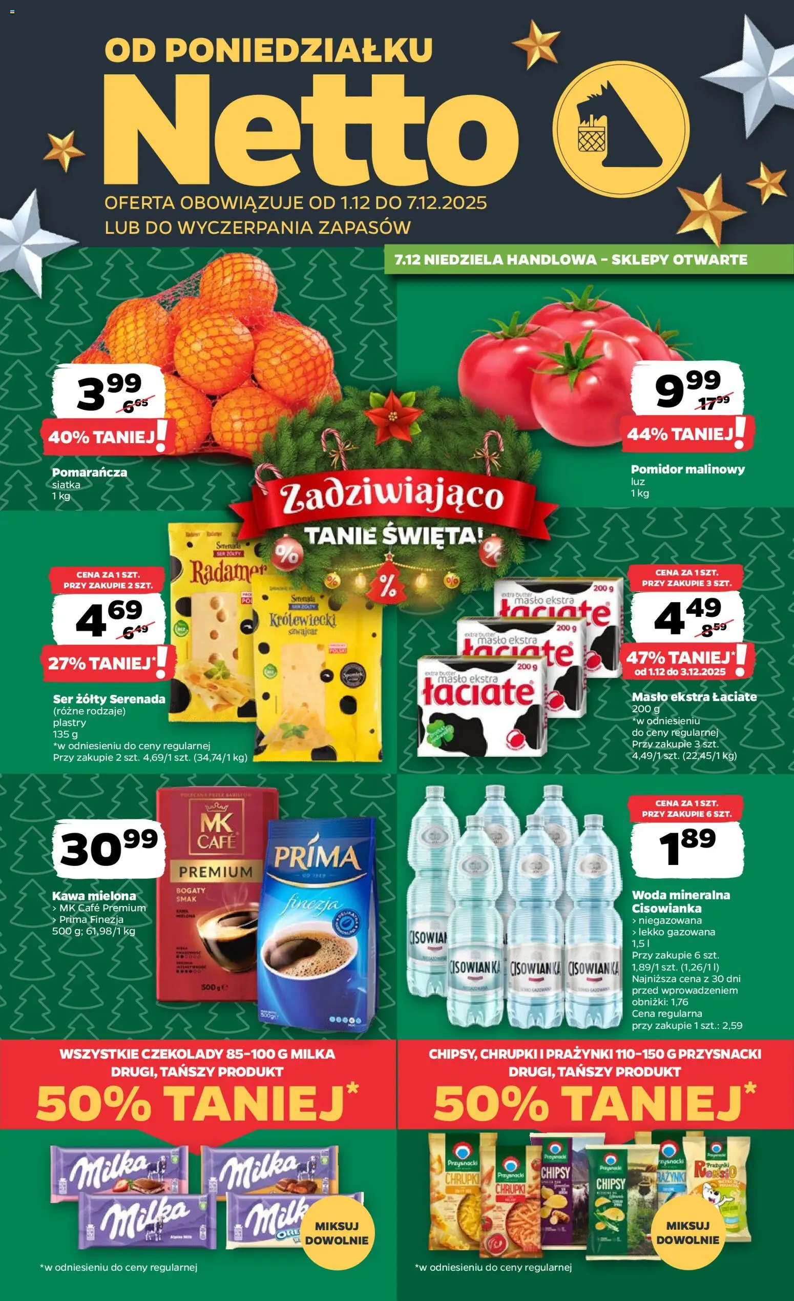 Netto gazetka - Spożywcza od 01.12.2025 | Strona: 1 | Produkty: Pomidor malinowy, Chrupki, Siatka, Ser