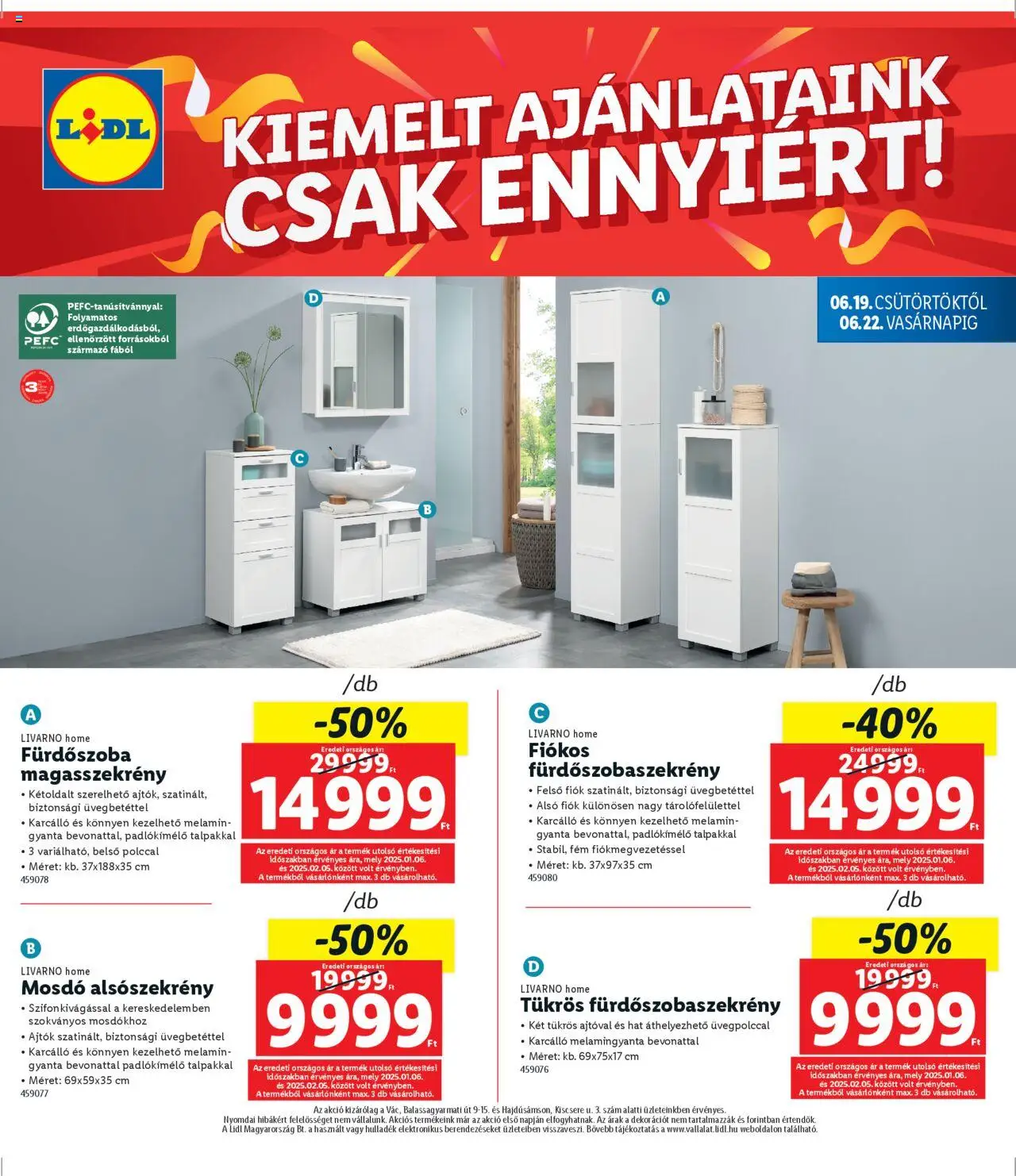 Lidl akciós ujság - amely érvényes a következő dátumtól: 19.06.2025 | Oldal: 8 | Termékek: Ajtók, Mosdó, Fürdőszoba