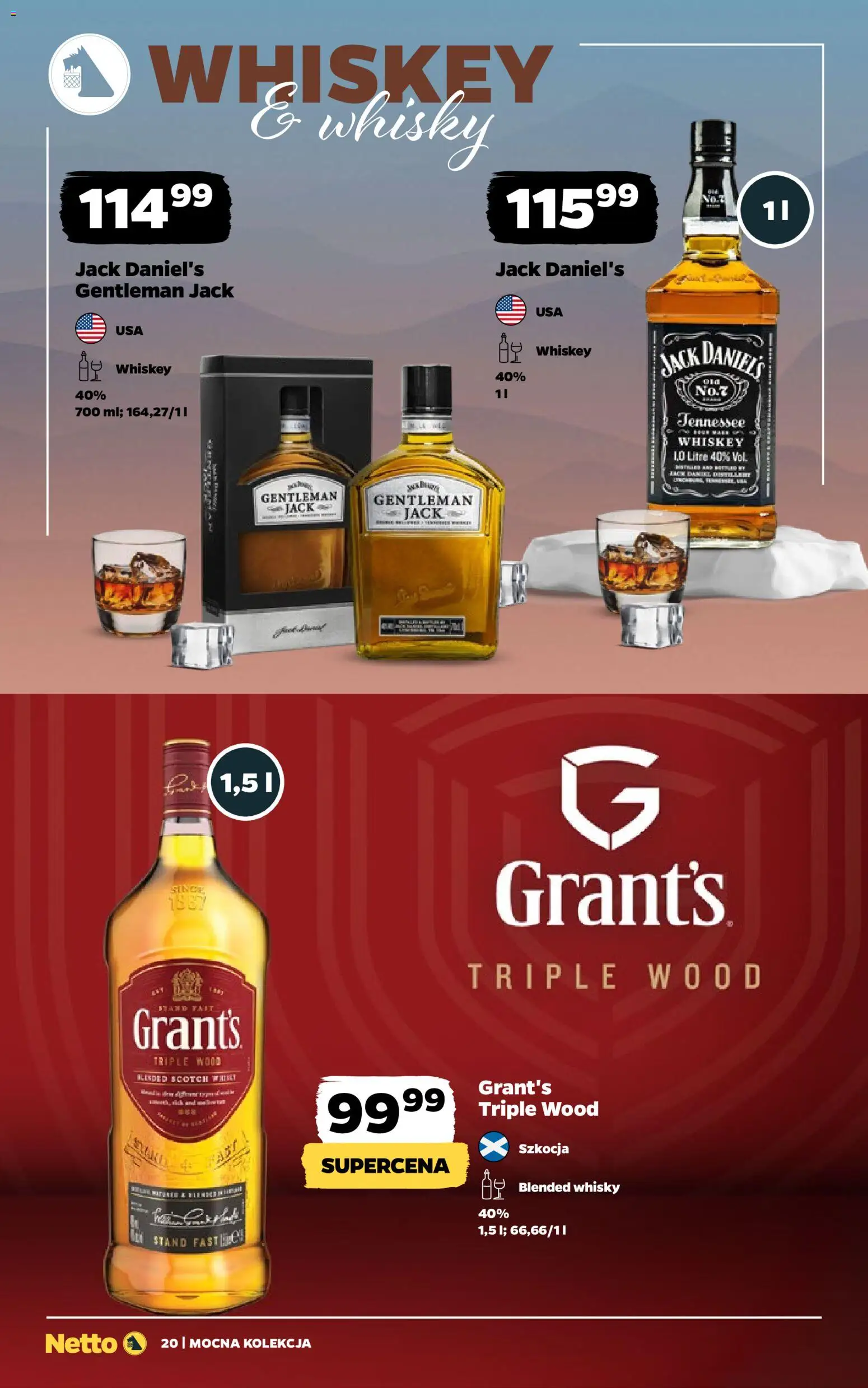 Netto gazetka - Mocna Kolekcja od 22.12.2025 | Strona: 20 | Produkty: Grant's, Gentleman Jack, Jack Daniel's, Whisky