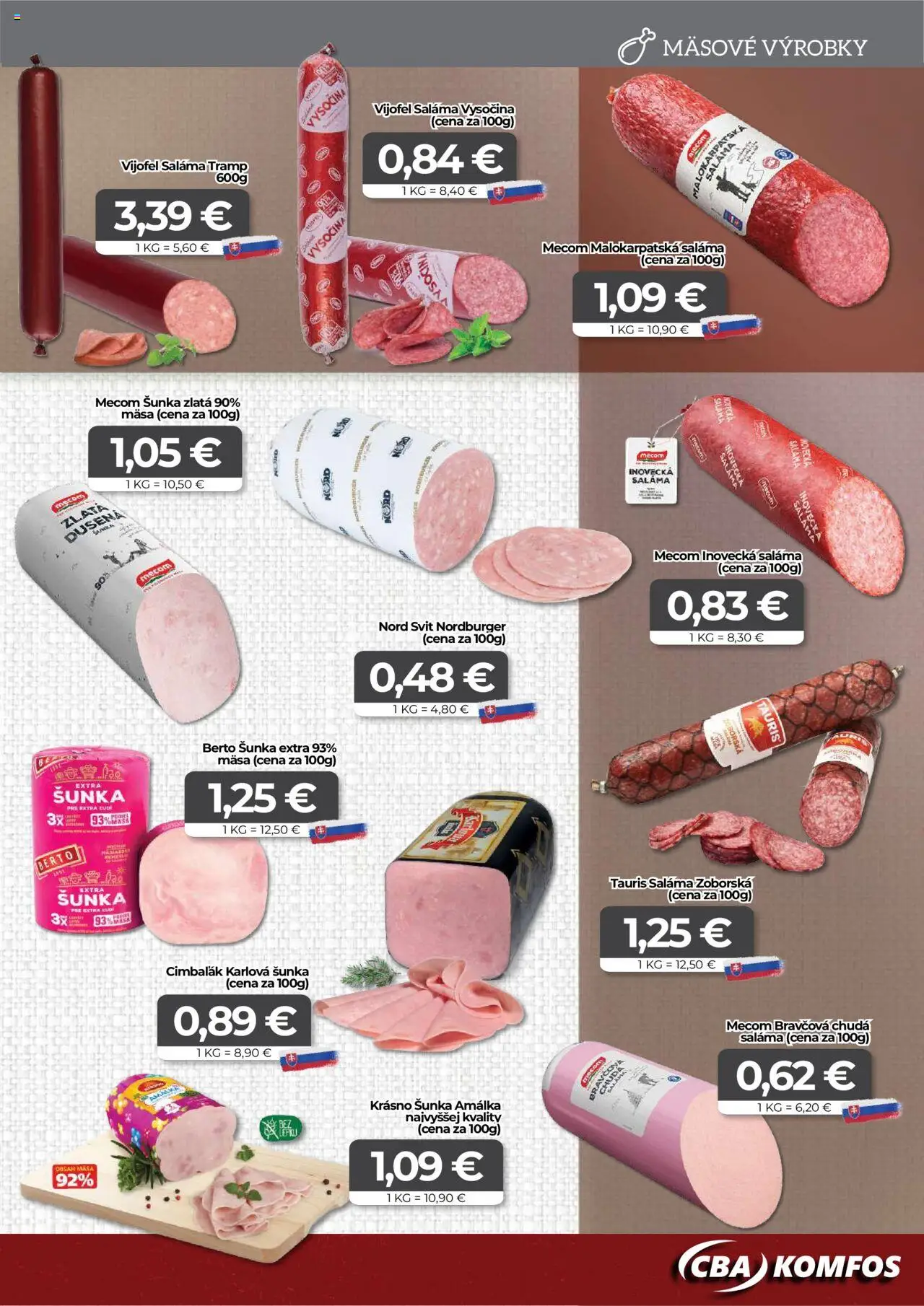CBA Komfos leták │ platný od 20.06.2025 | Strana: 3 | Produkty: Saláma, Šunka
