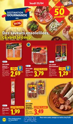 LIDL - Prévisualisation de SOL & MAR Spécialité espagnole de Chorizo (4), 376 g Spécialité espagnole de Chorizo, Variétés au choix valide à partir de 23.04.2026 | Page: 16 | Produits: Chorizo, Sel, Chemise, Salami
