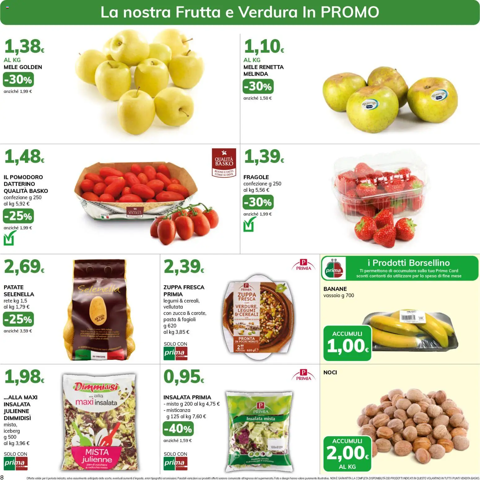 Volantino Basko del 24.02.2026 | Pagina: 8 | Prodotti: Legumi, Insalata, Fagioli, Frutta