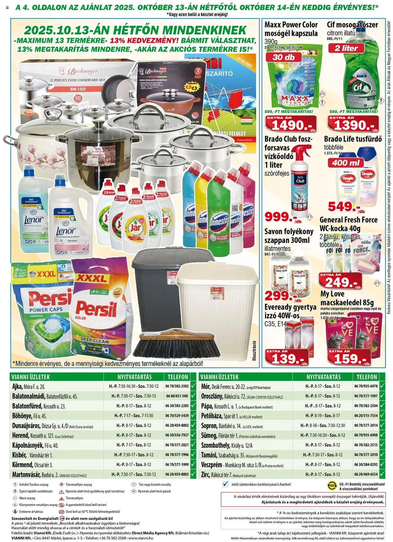 Vianni akciós ujság - amely érvényes a következő dátumtól: 08.10.2025 | Oldal: 4 | Termékek: Persil, Szappan, Mosogatószer, Citrom