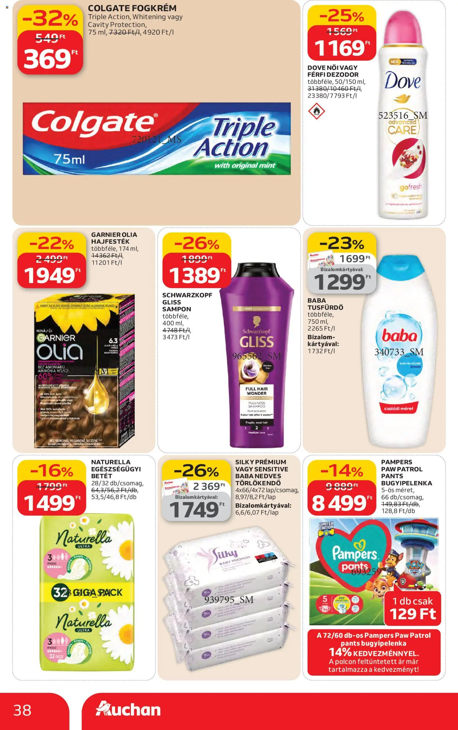 Auchan akciós ujság - amely érvényes a következő dátumtól: 12.02.2026 | Oldal: 38 | Termékek: Törlőkendő, Sampon, Dezodor, Vegán