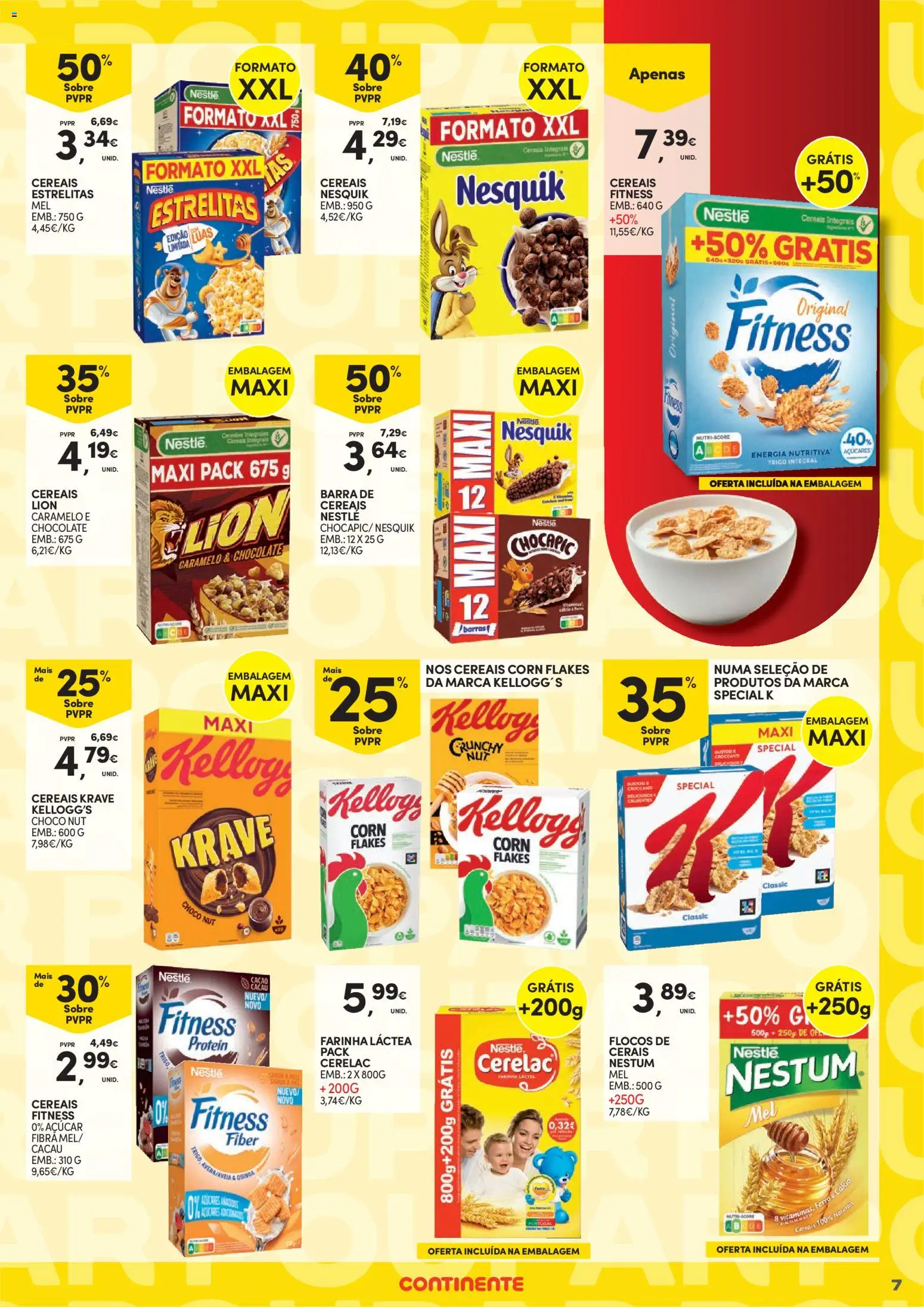 Continente - Poupança Para Todos │ válido de 07.04.2026 | Página: 7 | Produtos: Chocolate, Mel, Cereais, Flocos