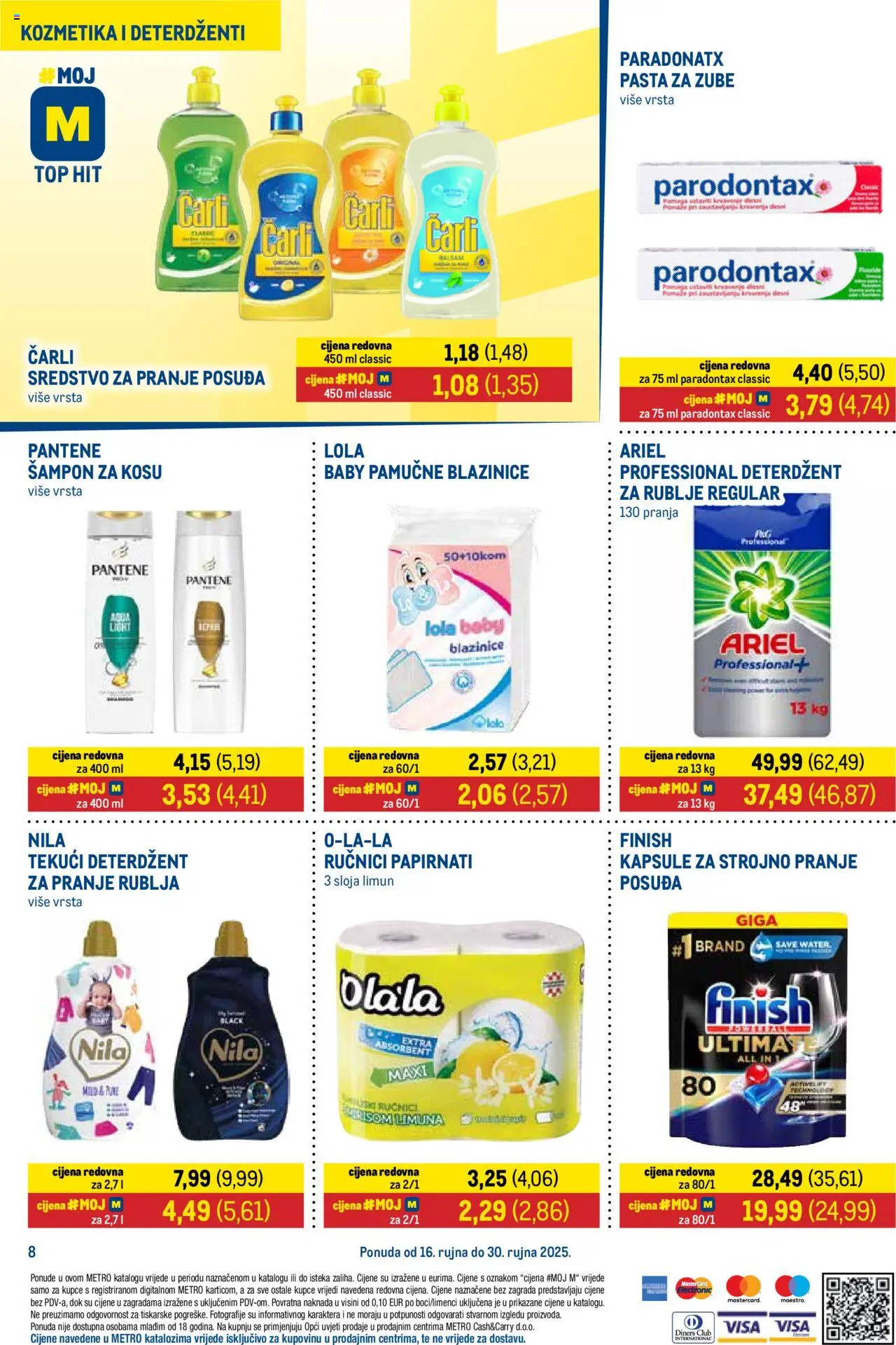 Metro katalog | vrijedi od 16.09.2025 | Stranica: 8 | Proizvodi: Šampon, Limun, Parodontax, Ariel