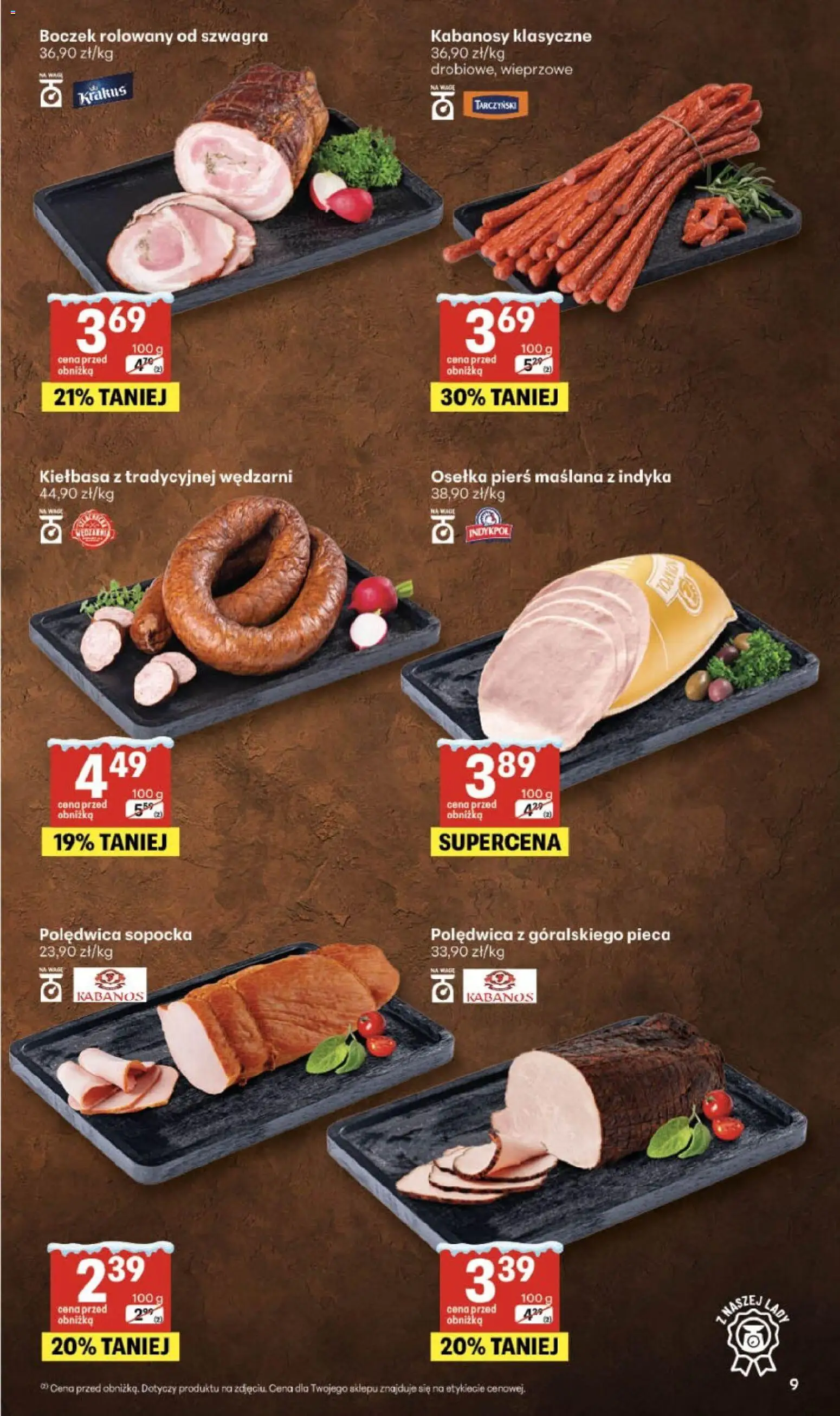 Delikatesy Centrum Gazetka od 29.01.2026 | Strona: 9 | Produkty: Kiełbasa, Osełka, Kabanosy, Boczek