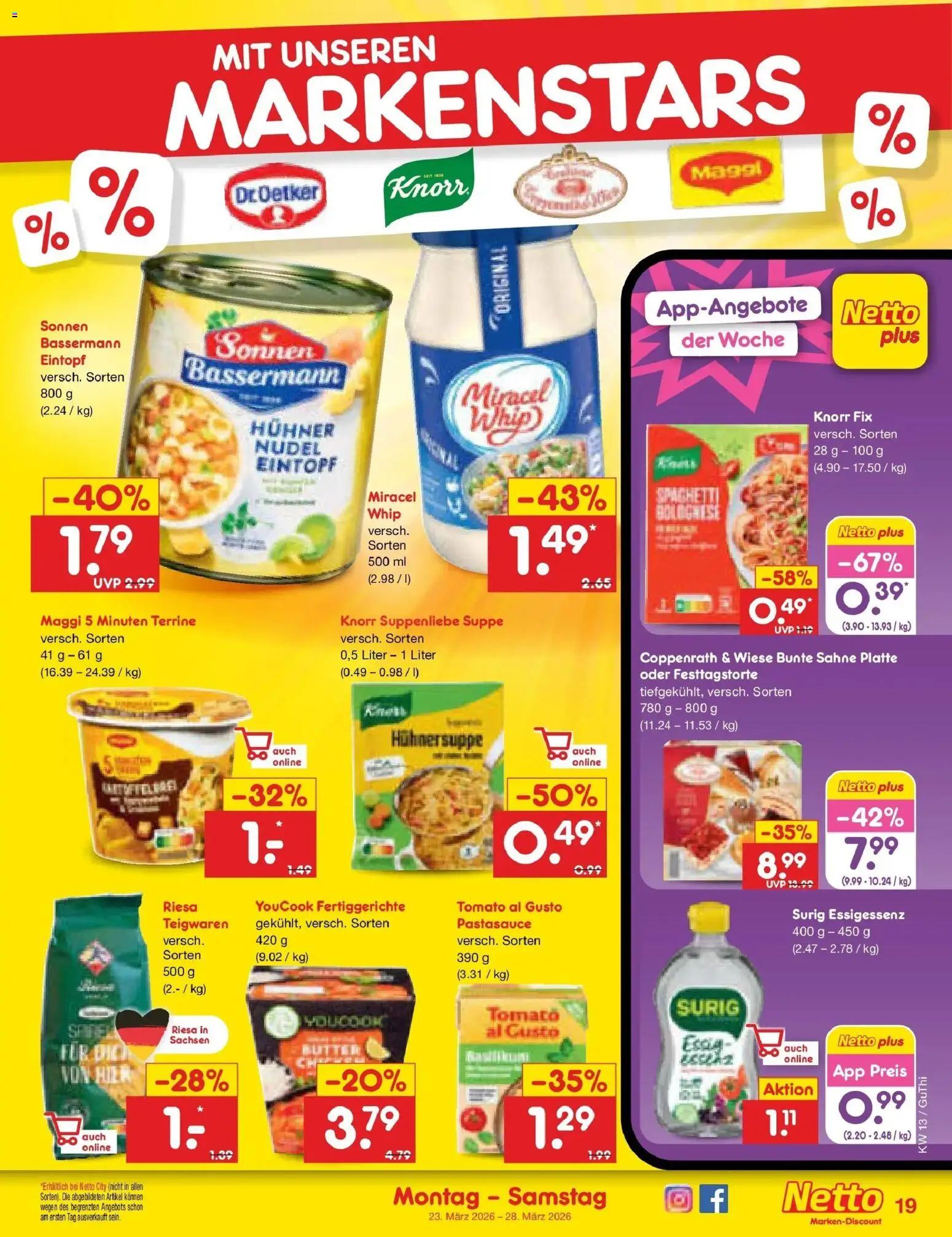 Netto Marken-Discount Prospekt Machern	 – gültig ab 23.03.2026 | Seite: 21 | Produkte: Youcook, Butter, Knorr, Fertiggerichte
