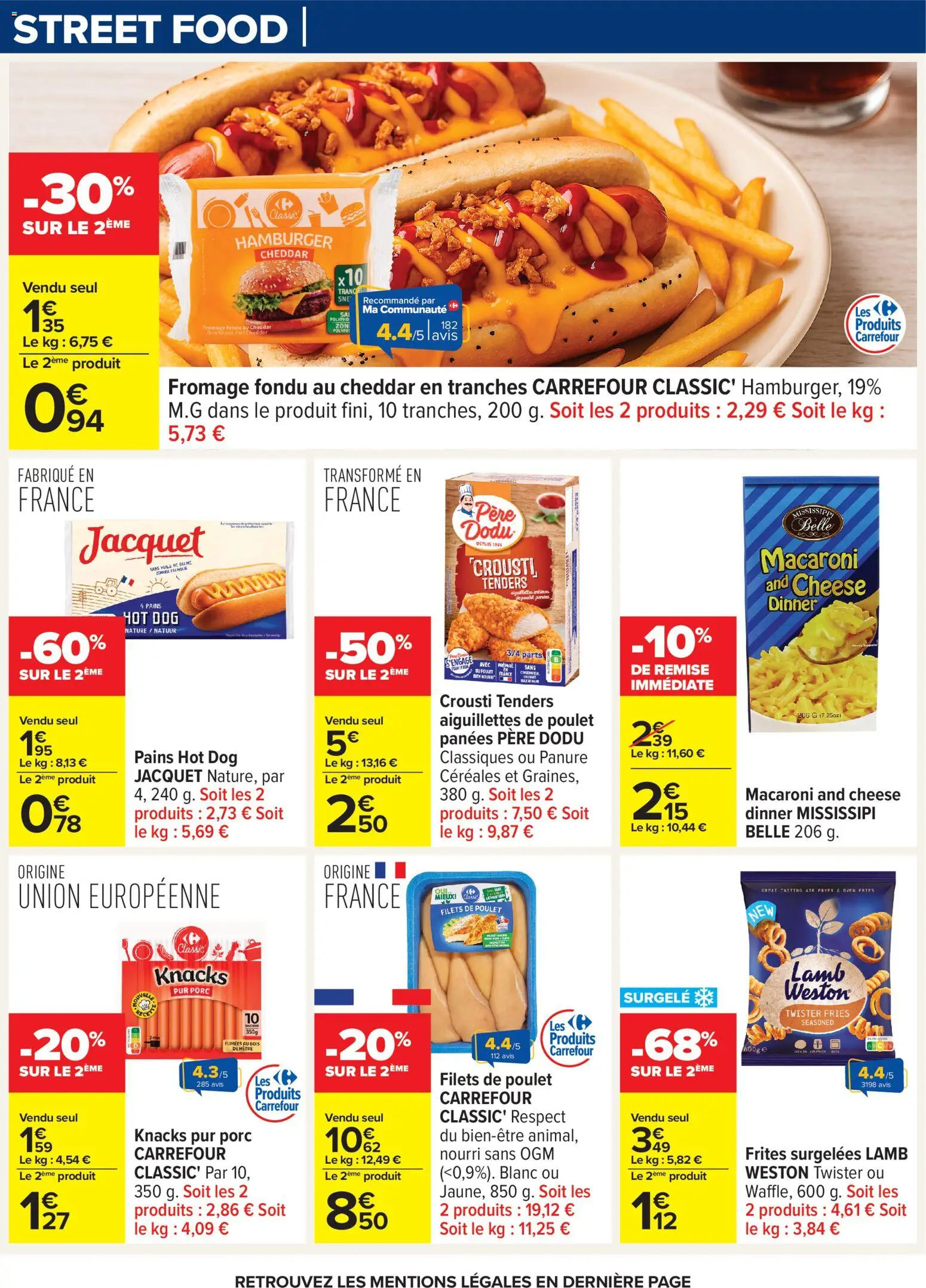 {H1} | Page: 35 | Produits: Frites surgelées, Hot dog, Porc, Cheddar