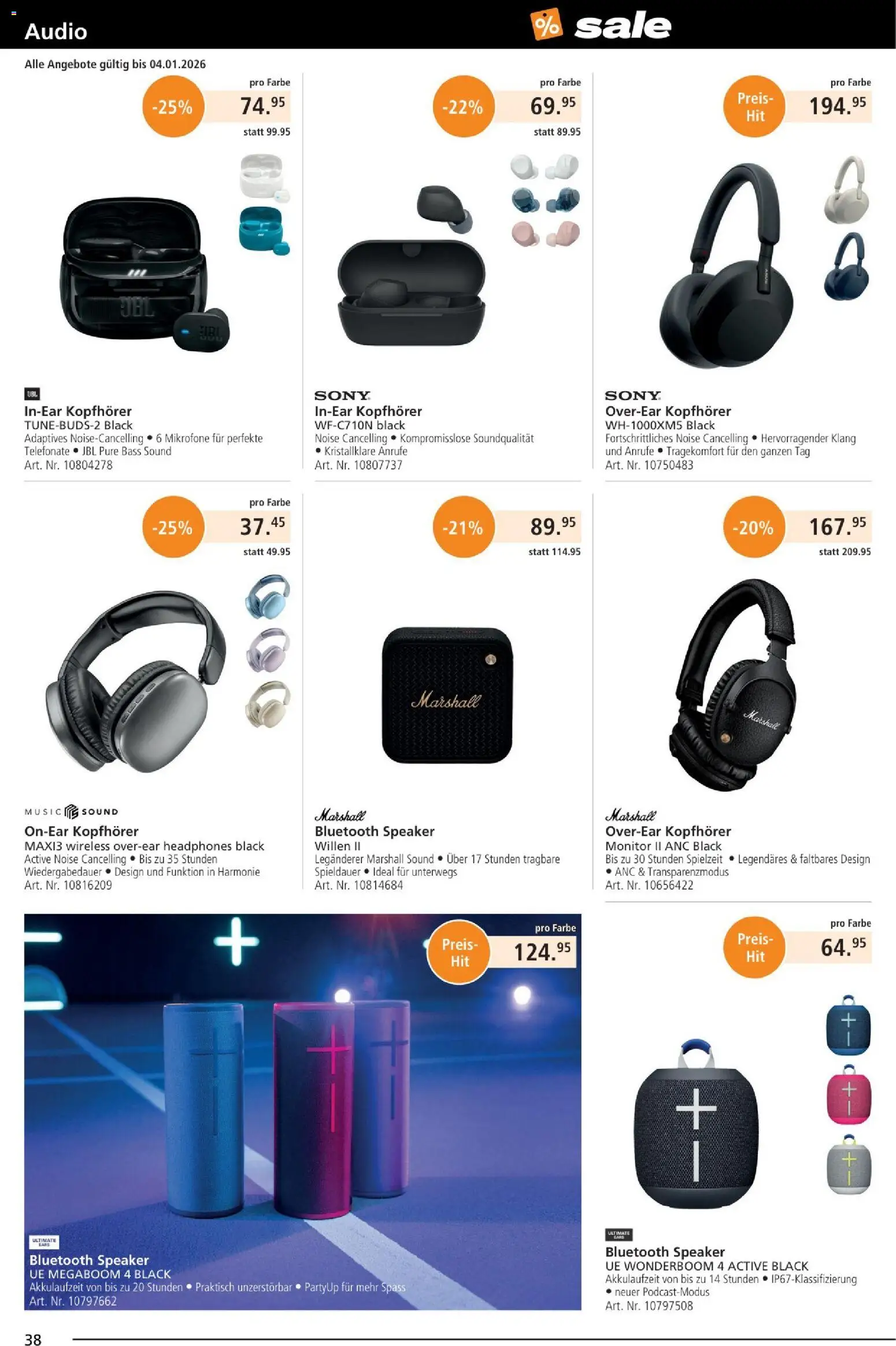 Fust Aktionen – gültig ab 25.12.2025 | Seite: 38 | Produkte: Audio, Monitor, Kopfhörer, Sony