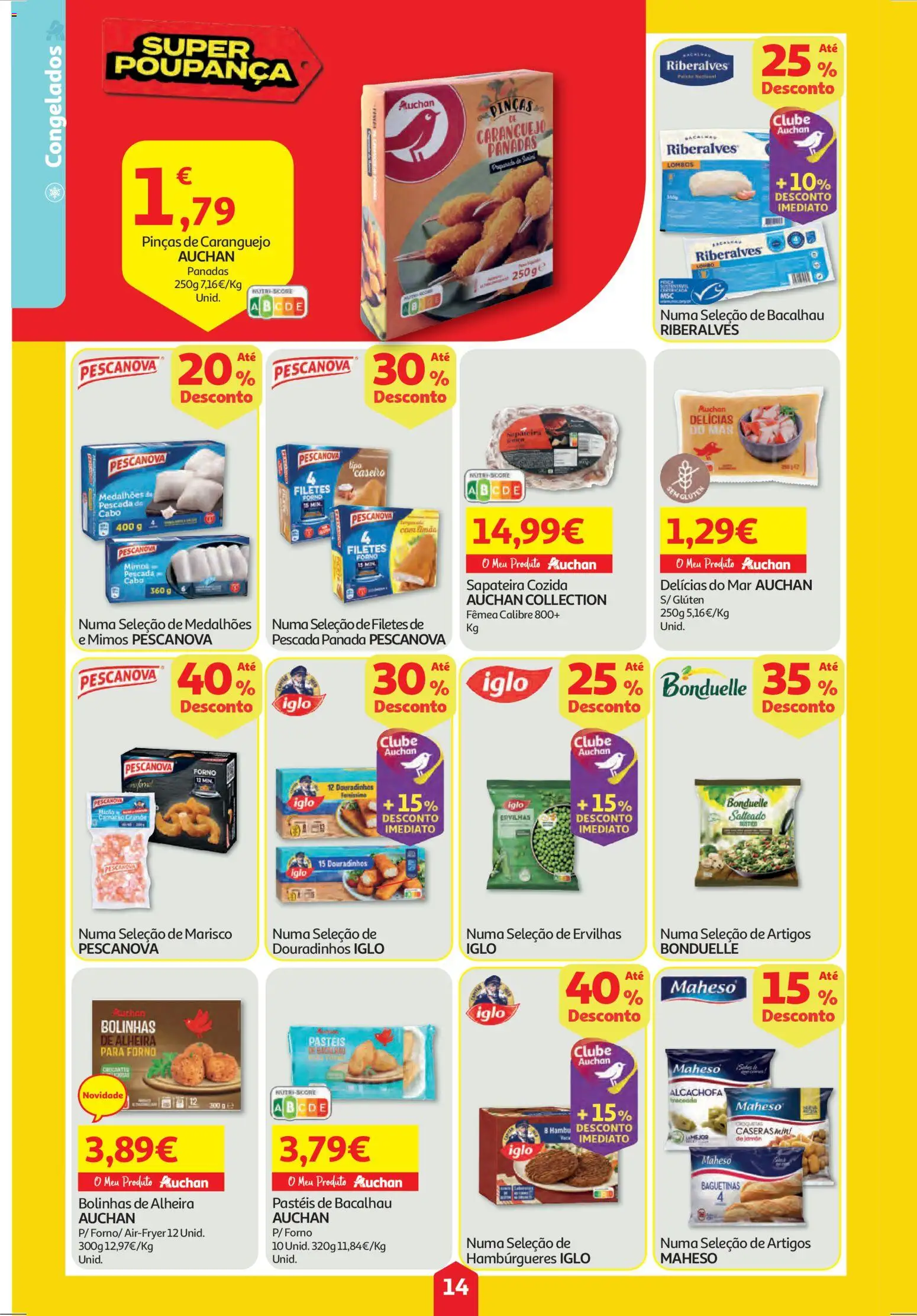 Auchan folheto │ válido de 25.12.2025 | Página: 14 | Produtos: Bacalhau, Caranguejo, Sapateira, Alheira