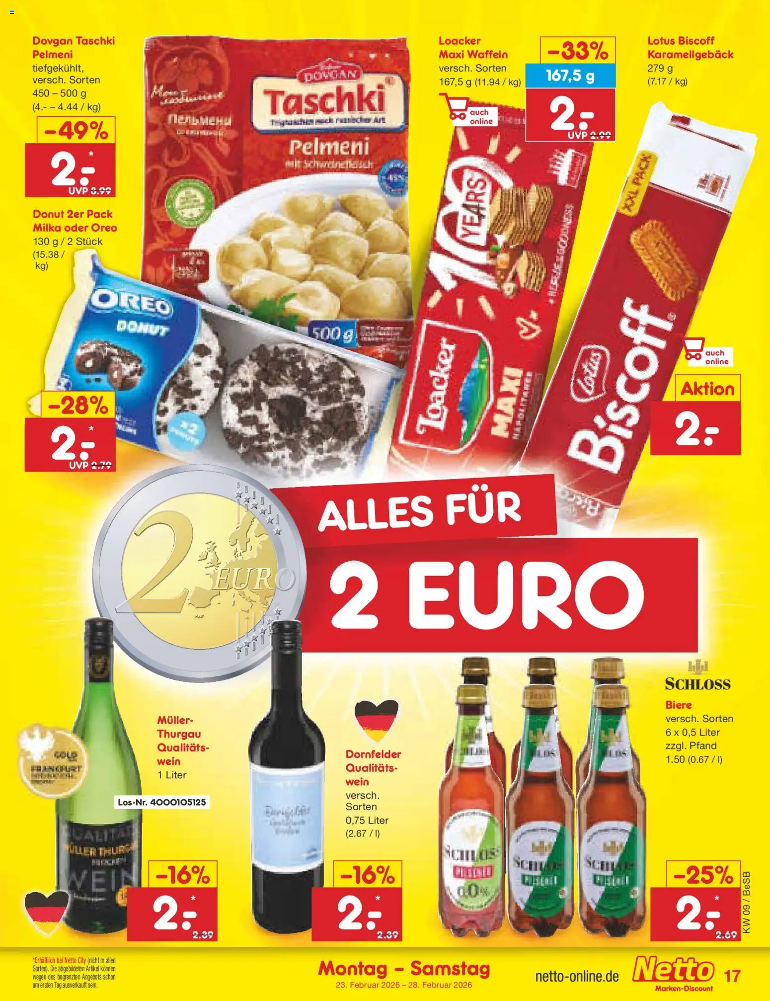 Netto Marken-Discount Prospekt 	 – gültig ab 23.02.2026 | Seite: 21 | Produkte: Milka, Waffeln, Wein