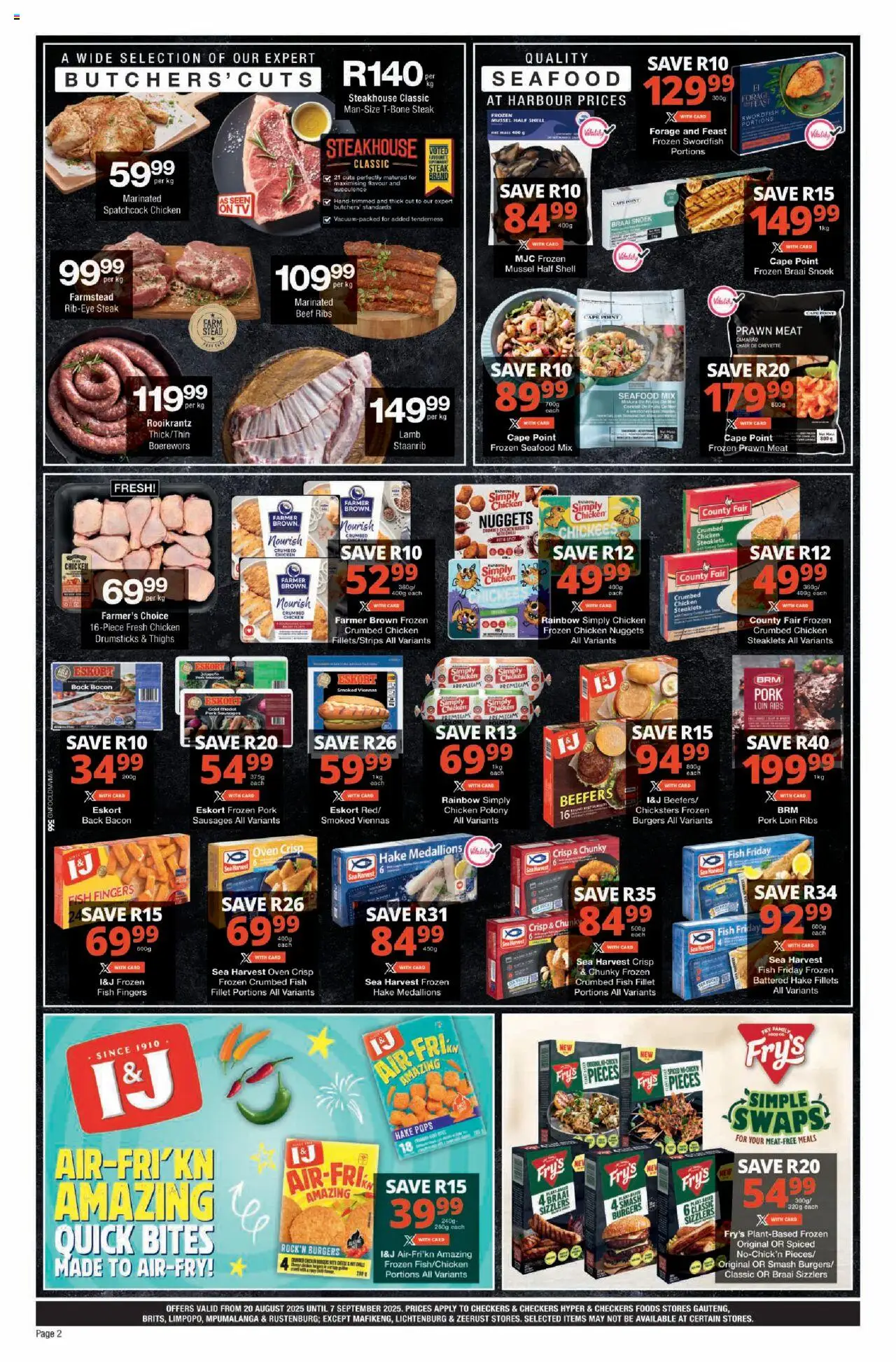 Checkers Gauteng - August Month-End Promotion │ valid from 20.08.2025 | Page: 2 | Products: Boerewors, Ribs, Pork, Fish