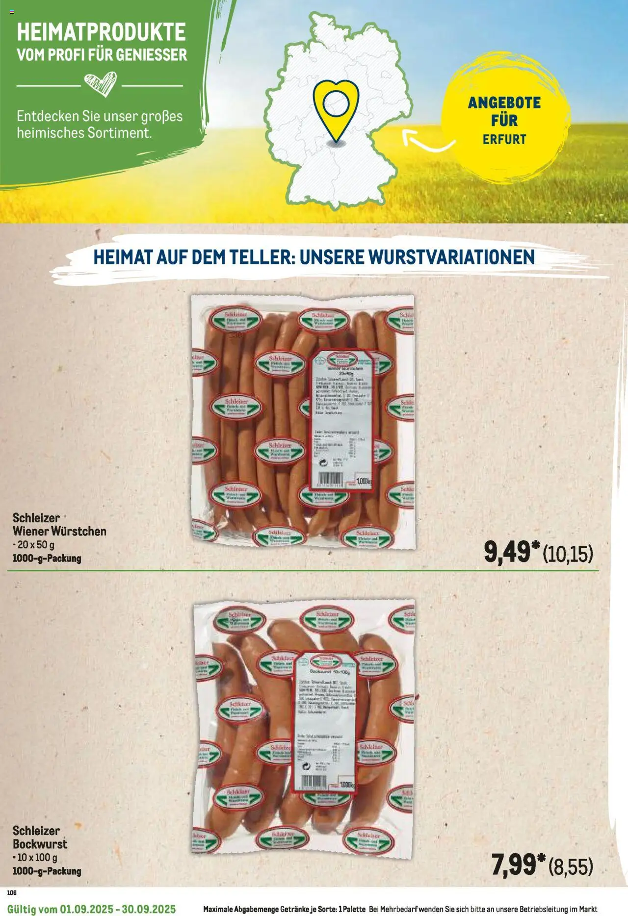 Metro Regionaler Flyer - gültig ab dem 01.09.2025 | Seite: 116 | Produkte: Bockwurst, Wiener wurstchen