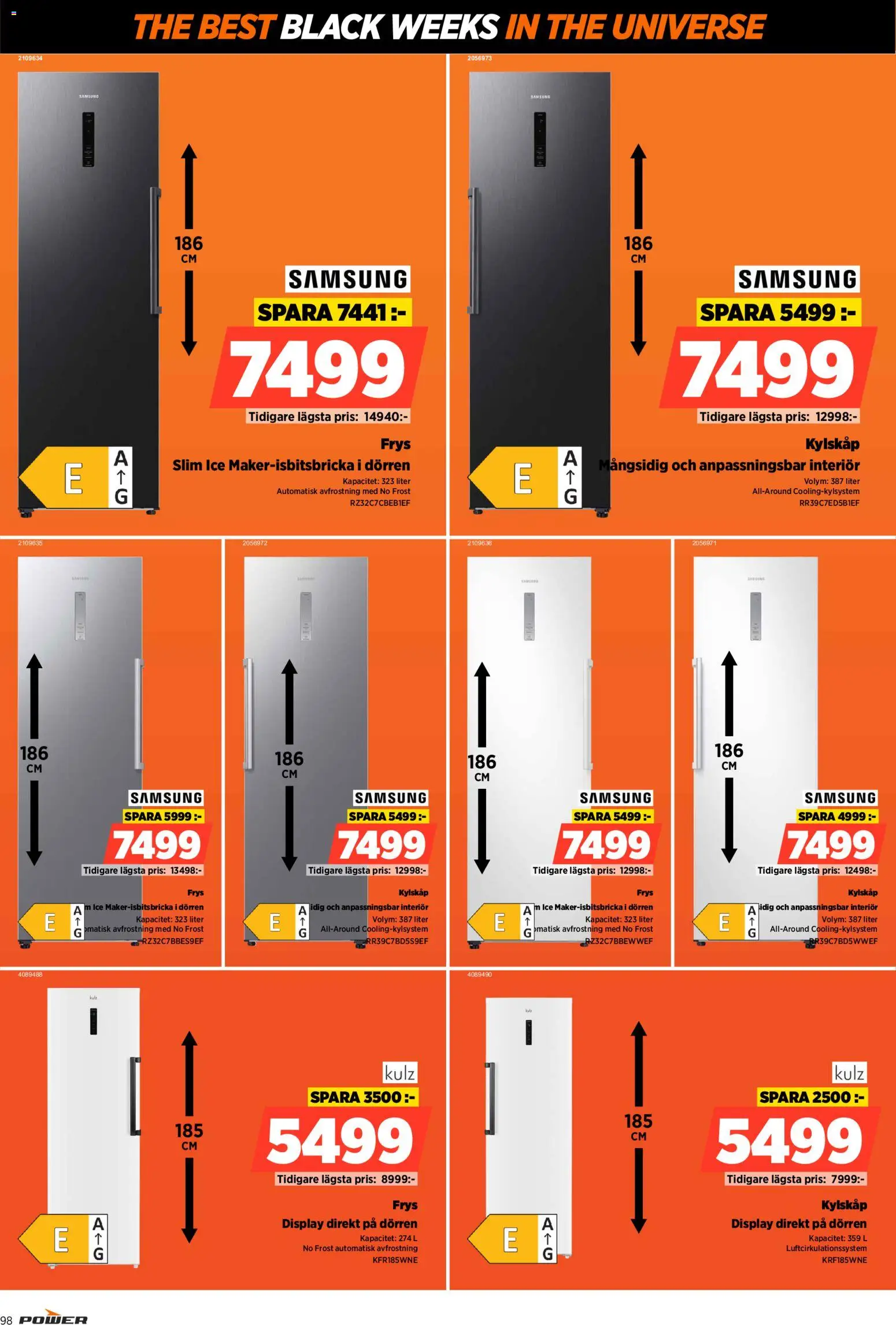 Power reklamblad aktuell från 17.11.2025 | Sida: 98 | Produkter: Kylskåp, Frys