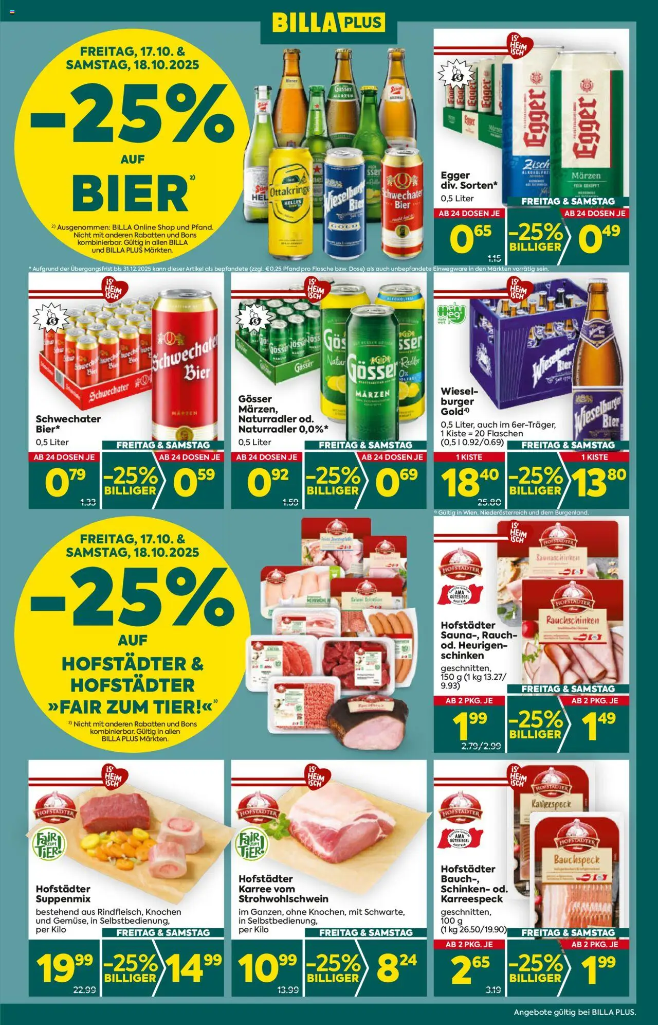 Billa Plus Flugblatt - Burgenland gültig ab 16.10.2025 | Seite: 3 | Produkte: Schinken, Bier