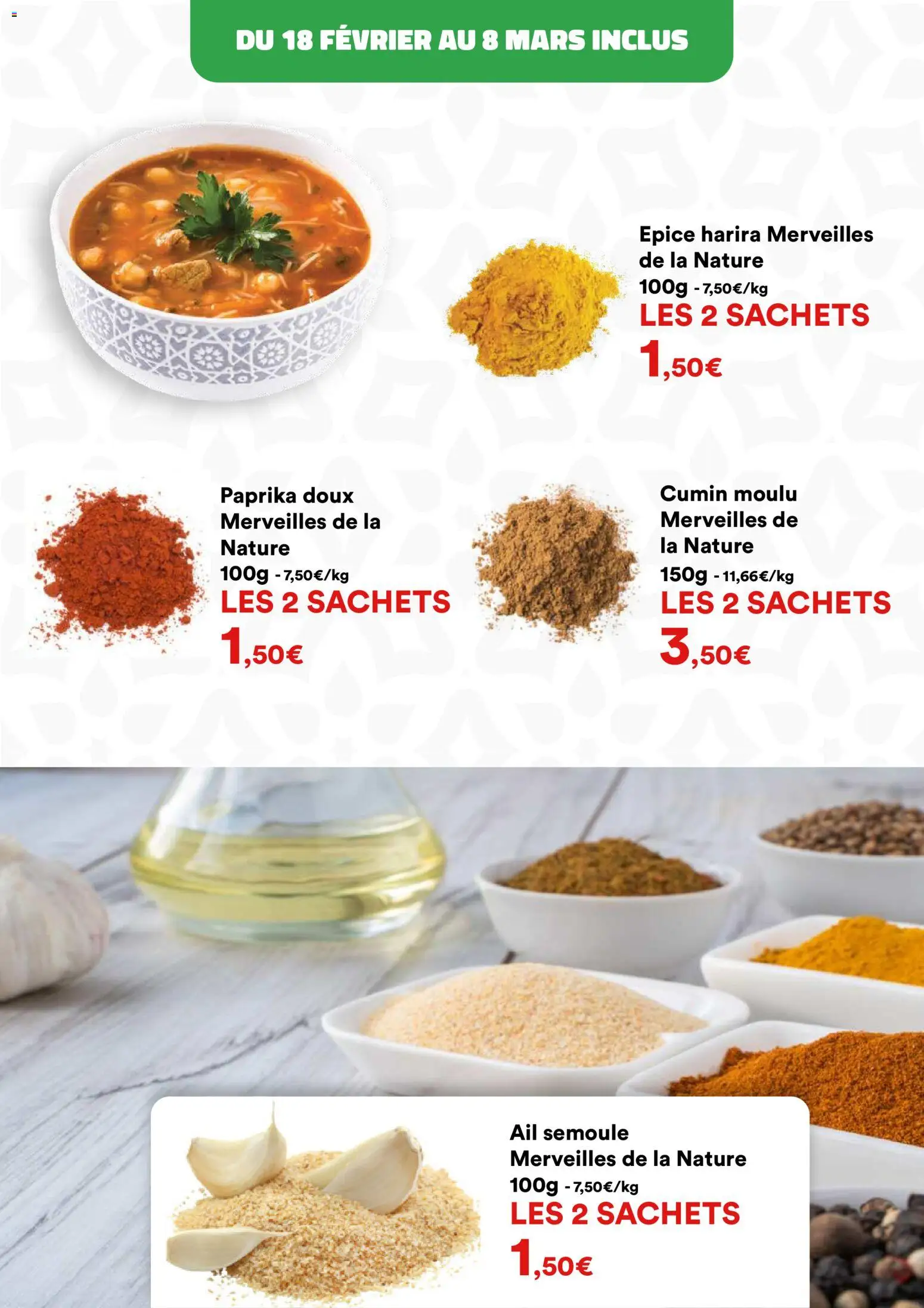{H1} | Page: 10 | Produits: Paprika, Ail, Cumin, Semoule
