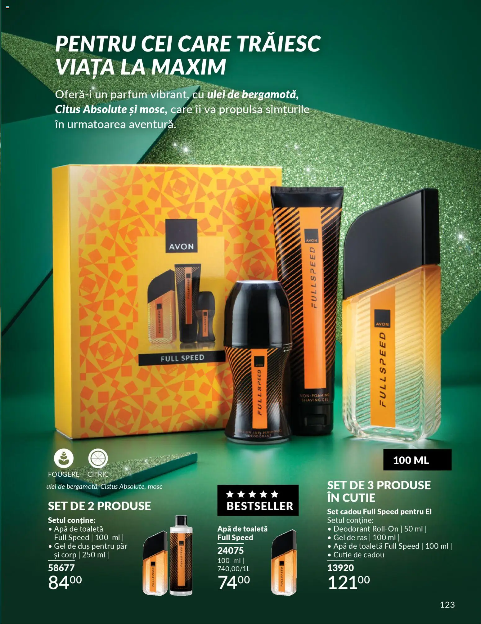 Noul catalog Avon – valabil de la 01.12.2025 | Pagină: 123 | Produse: Apă de toaletă, Ulei, Gel de duș, Deodorant