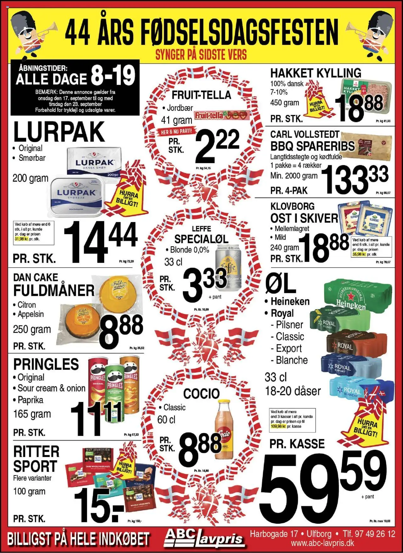 Abc Lavpris tilbudsavis – gyldig fra 17.09.2025 | Side: 1 | Produkter: Smør, Ost, Jordbær, Spareribs