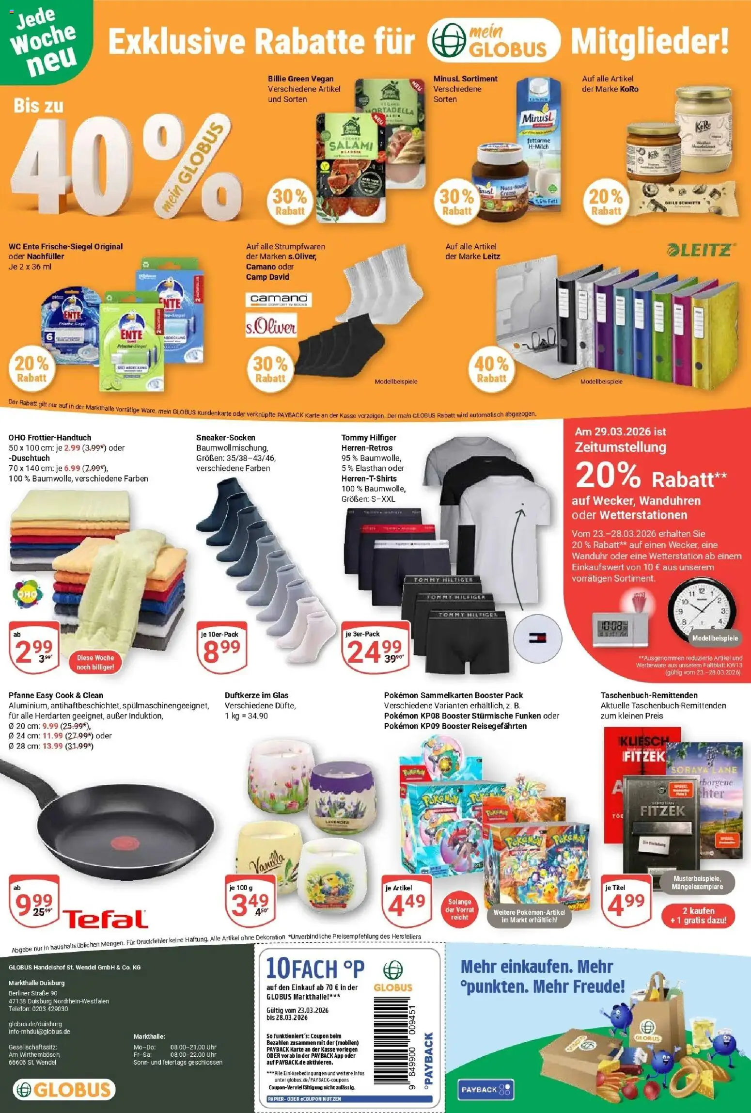 Globus prospekt Duisburg	 – gültig ab 23.03.2026 | Seite: 29 | Produkte: Berliner, Salami, Uhr, Ente