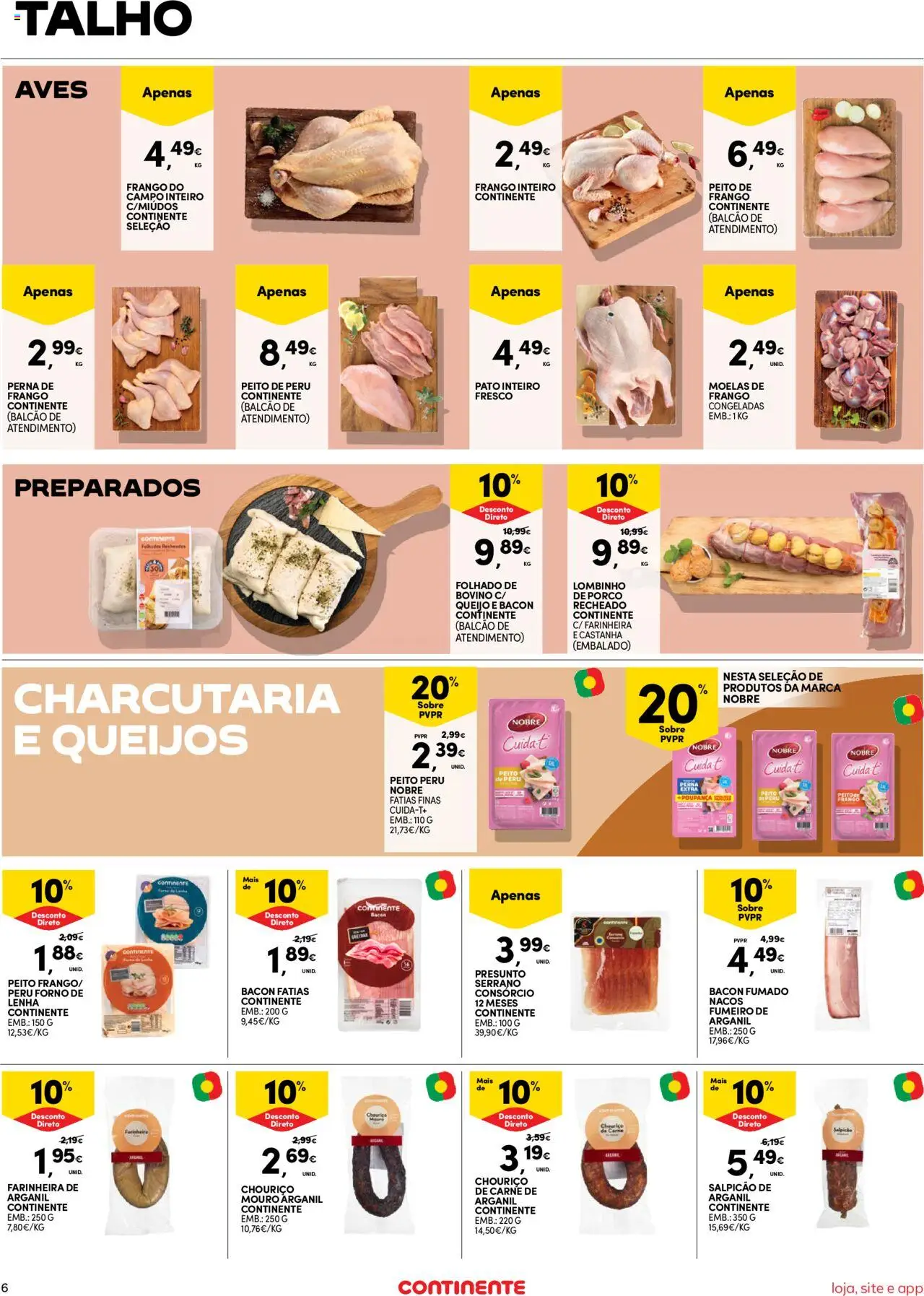 Continente Semanal Continente Bom Dia │ válido de 21.10.2025 | Página: 6 | Produtos: Frango, Peru, Chouriço, Carne