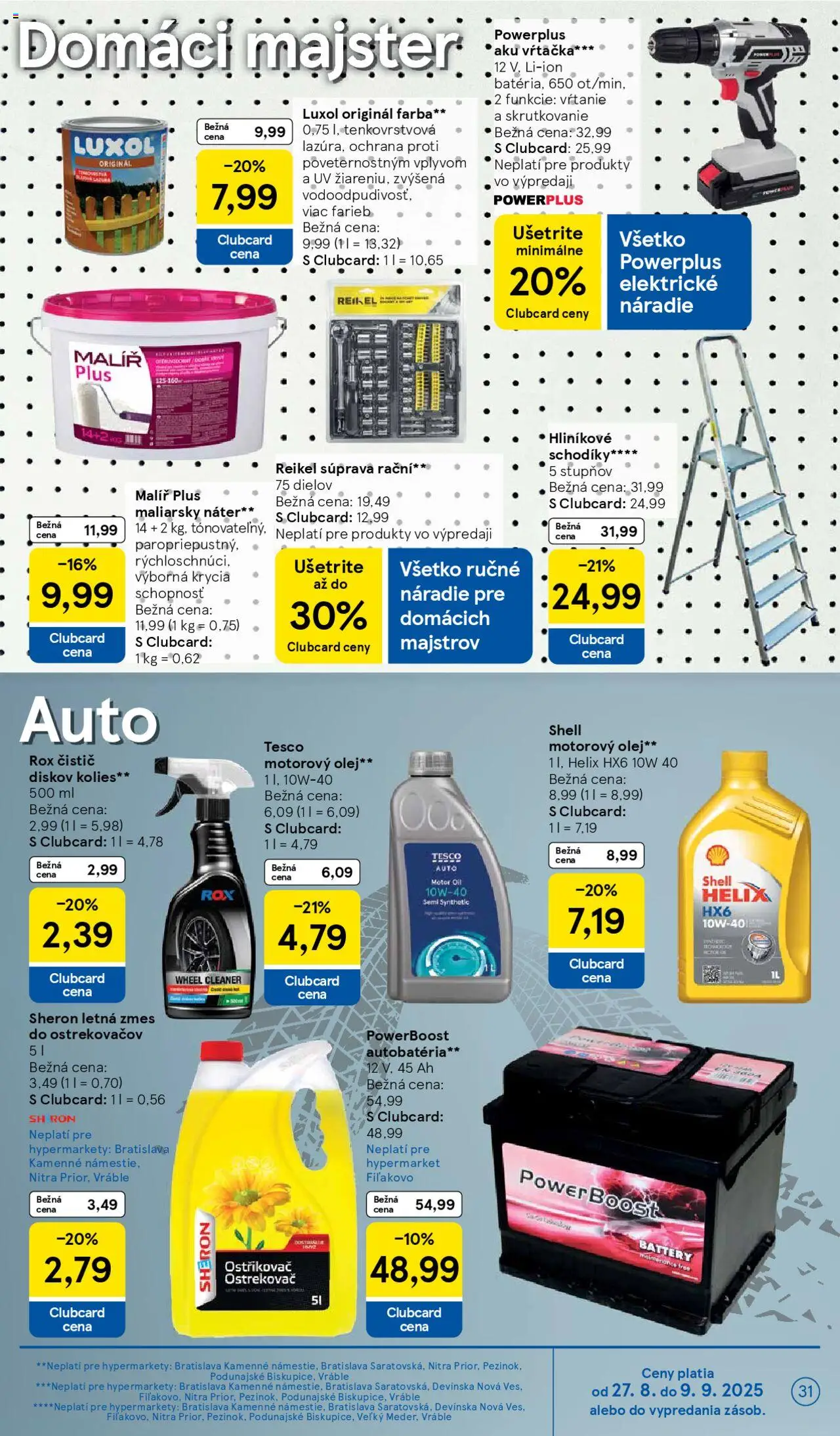 Tesco Hypermarket - leták │ platný od 27.08.2025 | Strana: 31 | Produkty: Aku vŕtačka, Náradie, Vŕtačka, Autobatéria