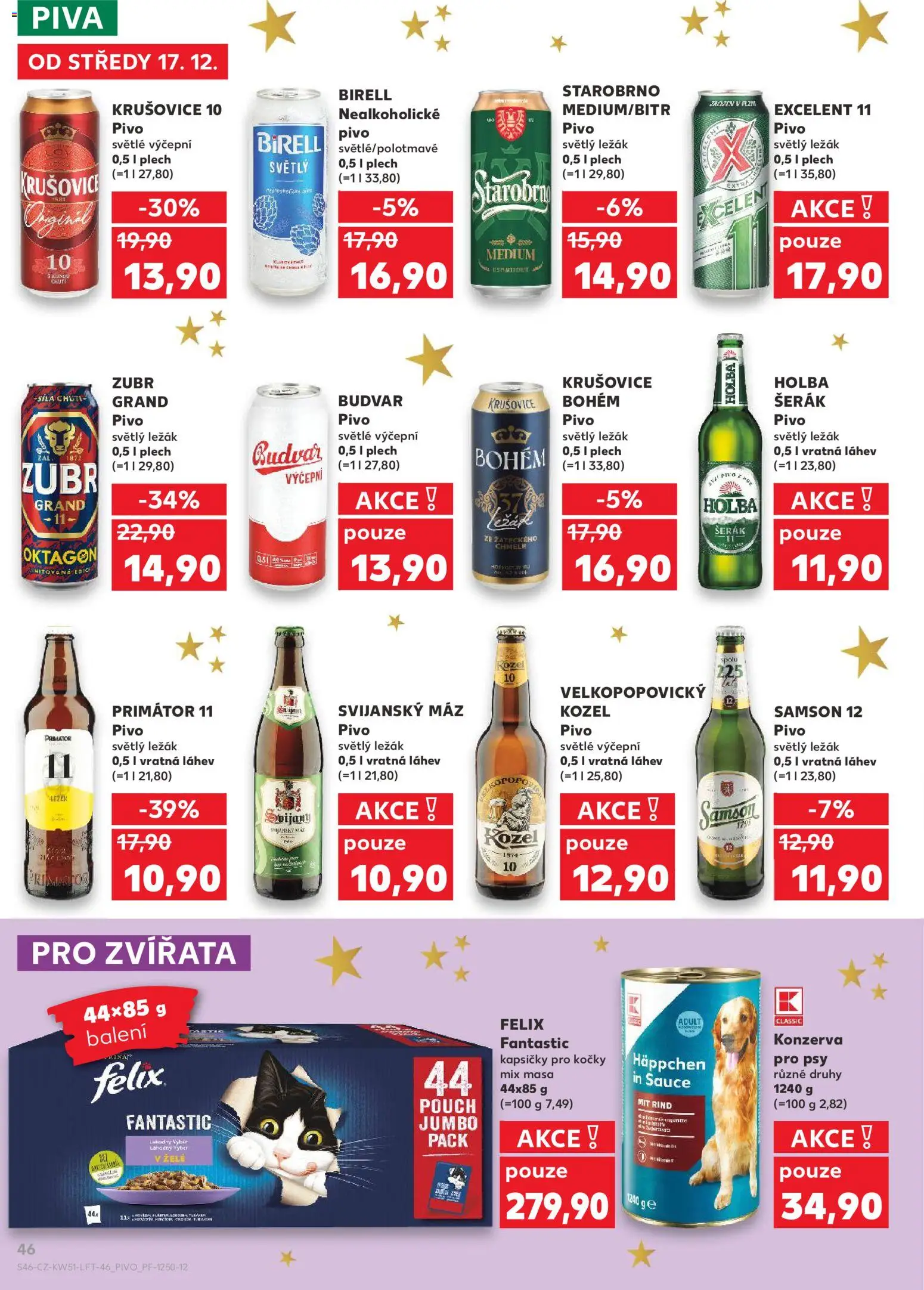 Kaufland leták od 17.12.2025 | Strana: 46 | Produkty: Birell, Kapsičky pro kočky, Kozel, Svijanský Máz