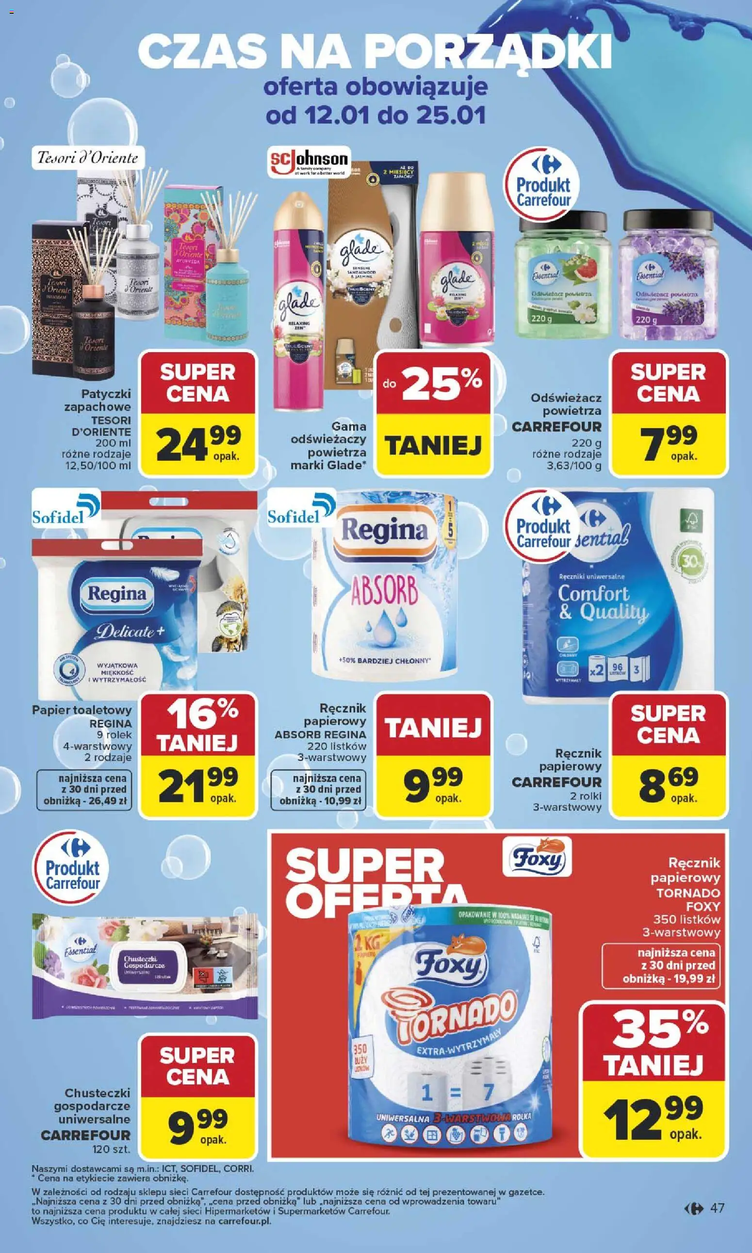 Carrefour Gazetka od 12.01.2026 | Strona: 49 | Produkty: Tesori d'oriente, Rolki, Odświeżacz powietrza, Ręcznik papierowy