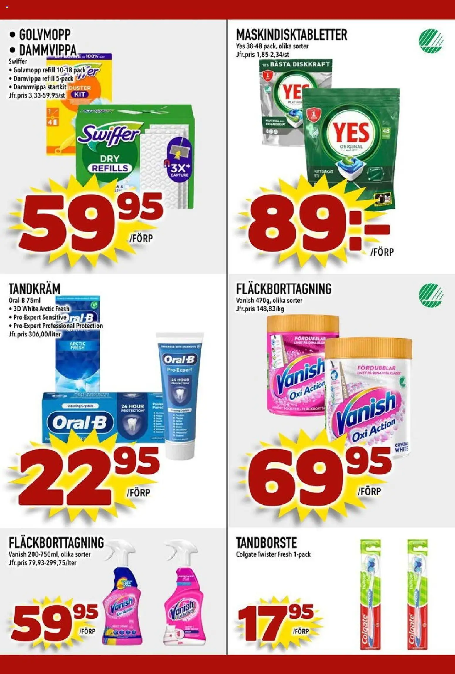 Din Mat reklamblad aktuell från 10.11.2025 | Sida: 6 | Produkter: Tandkräm, Tandborste, Fläckborttagning, Golvmopp