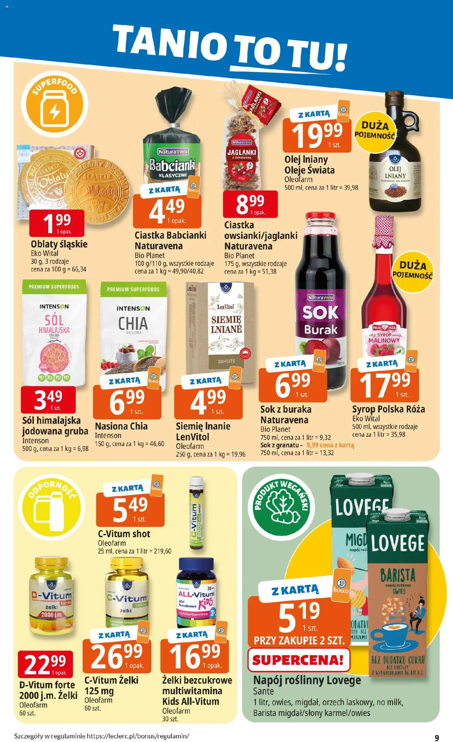 E.Leclerc Gazetka - Warszawa Jerozolimskie od 10.11.2025 | Strona: 9 | Produkty: Syrop, Bez laktozy, Nasiona, Ciastka