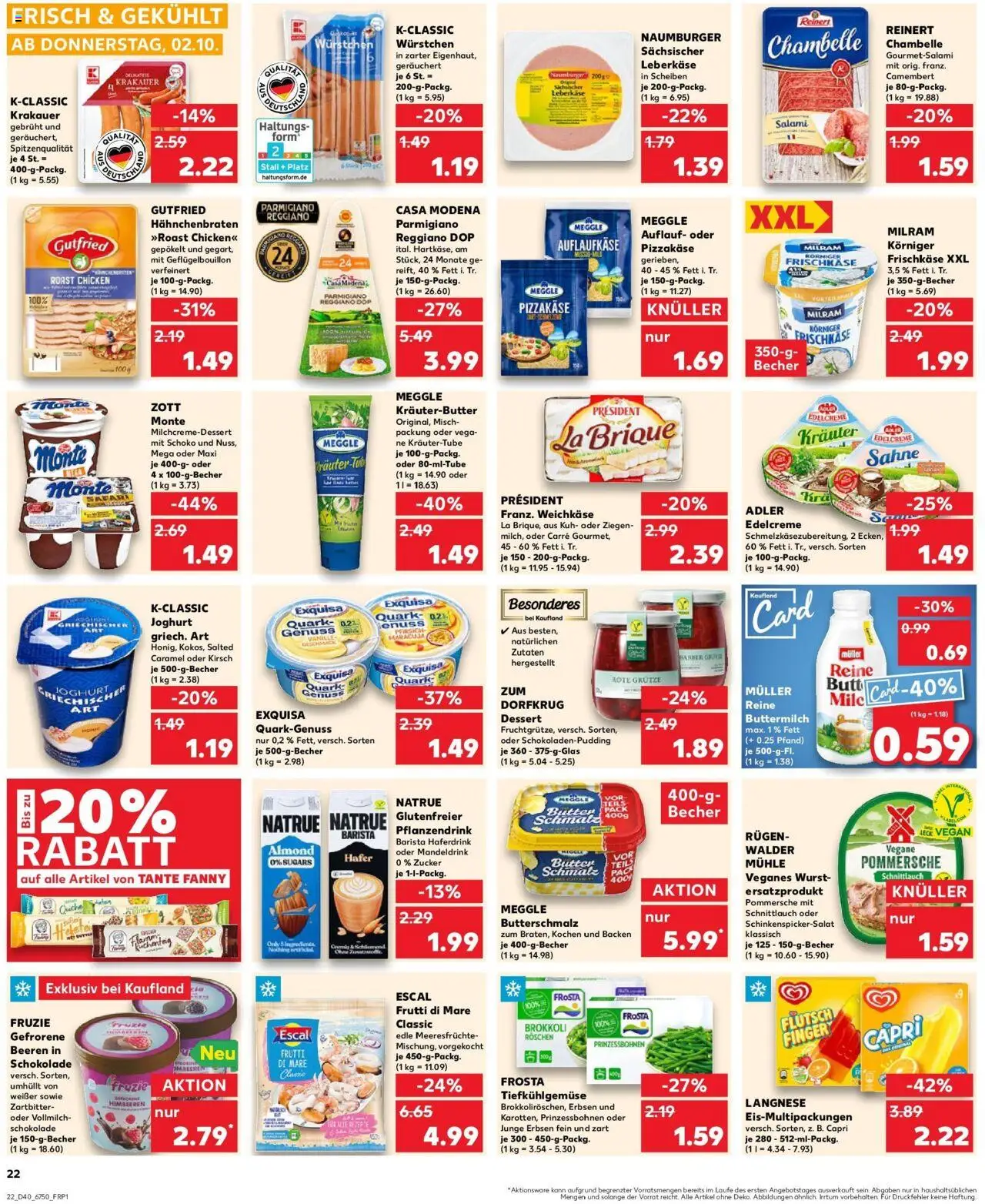Kaufland prospekt Berlin	 – gültig ab 05.10.2025 | Seite: 22 | Produkte: Butter, Exquisa, Erbsen, Frischkase