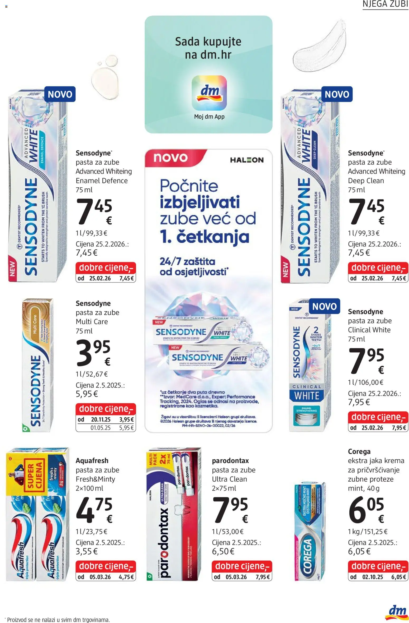 DM katalog | vrijedi od 01.04.2026 | Stranica: 25 | Proizvodi: Pasta za zube, Krema, Pasta, Sensodyne