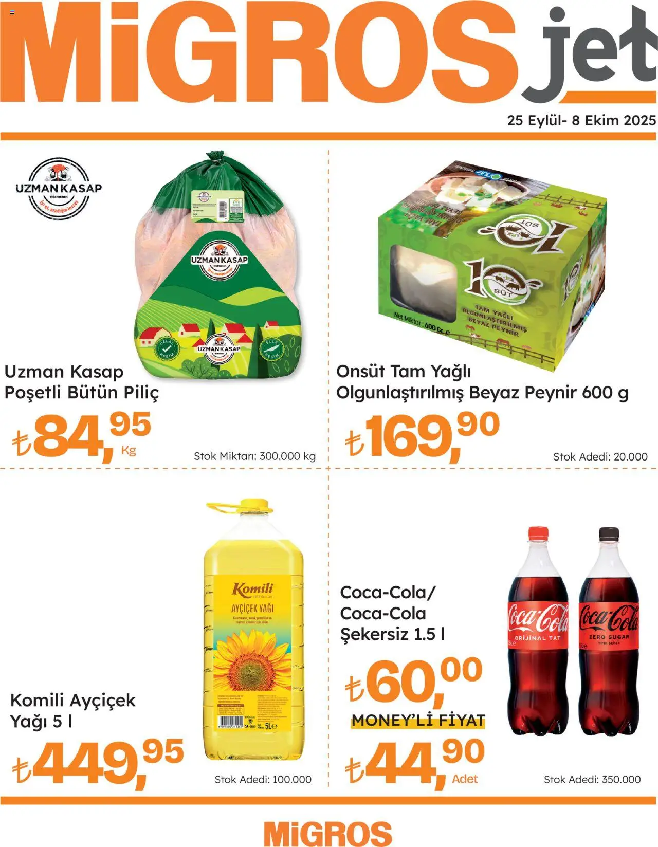 Migros Katalog - Migros Jet Dijital - 25.09.2025 tarihinden itibaren geçerlidir | Sayfa: 1 | Ürünler: Peynir, Şeker, Piliç