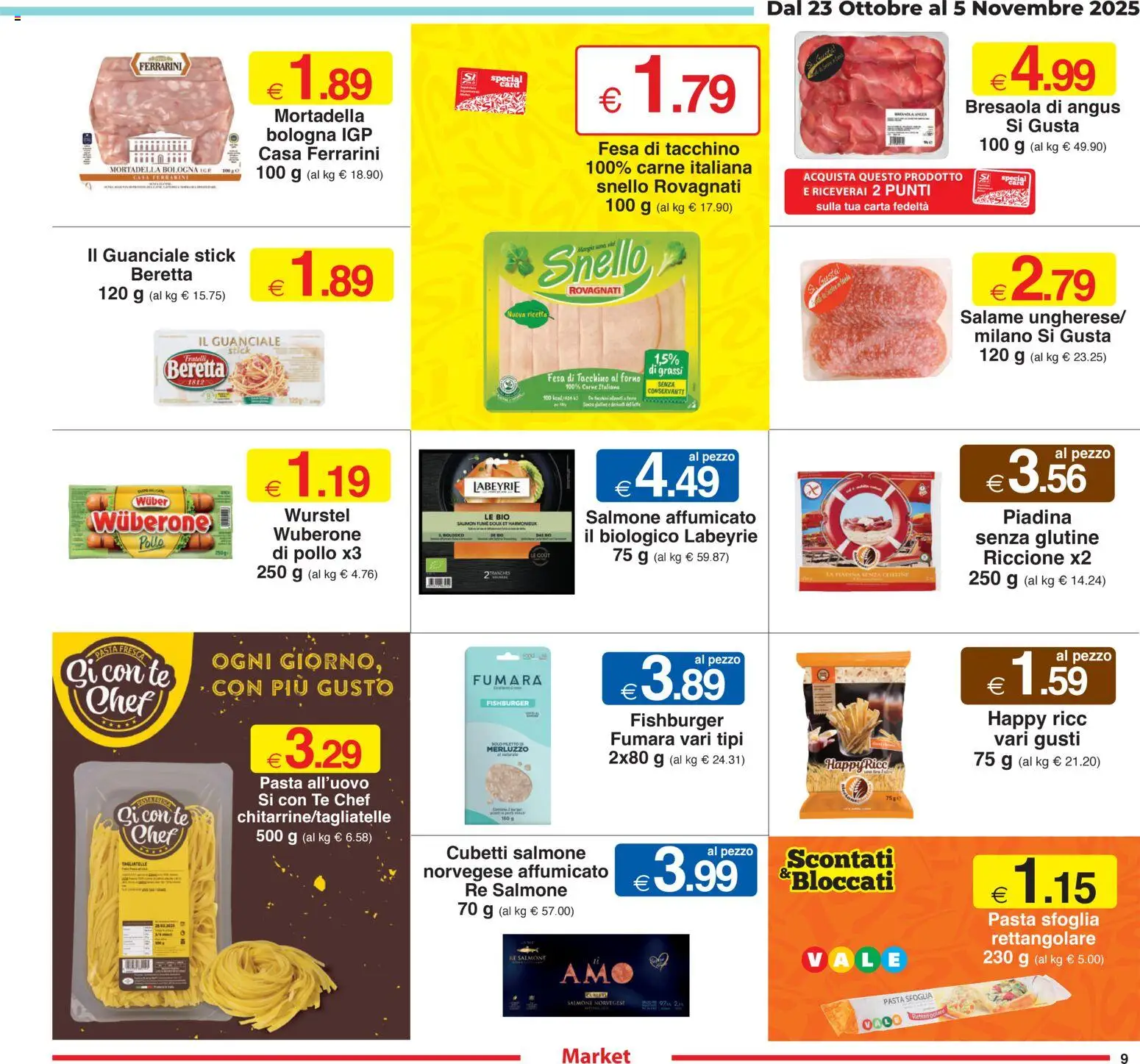 Volantino Sì con Te del 23.10.2025 | Pagina: 9 | Prodotti: Salmone affumicato, Tè, Pasta sfoglia, Guanciale