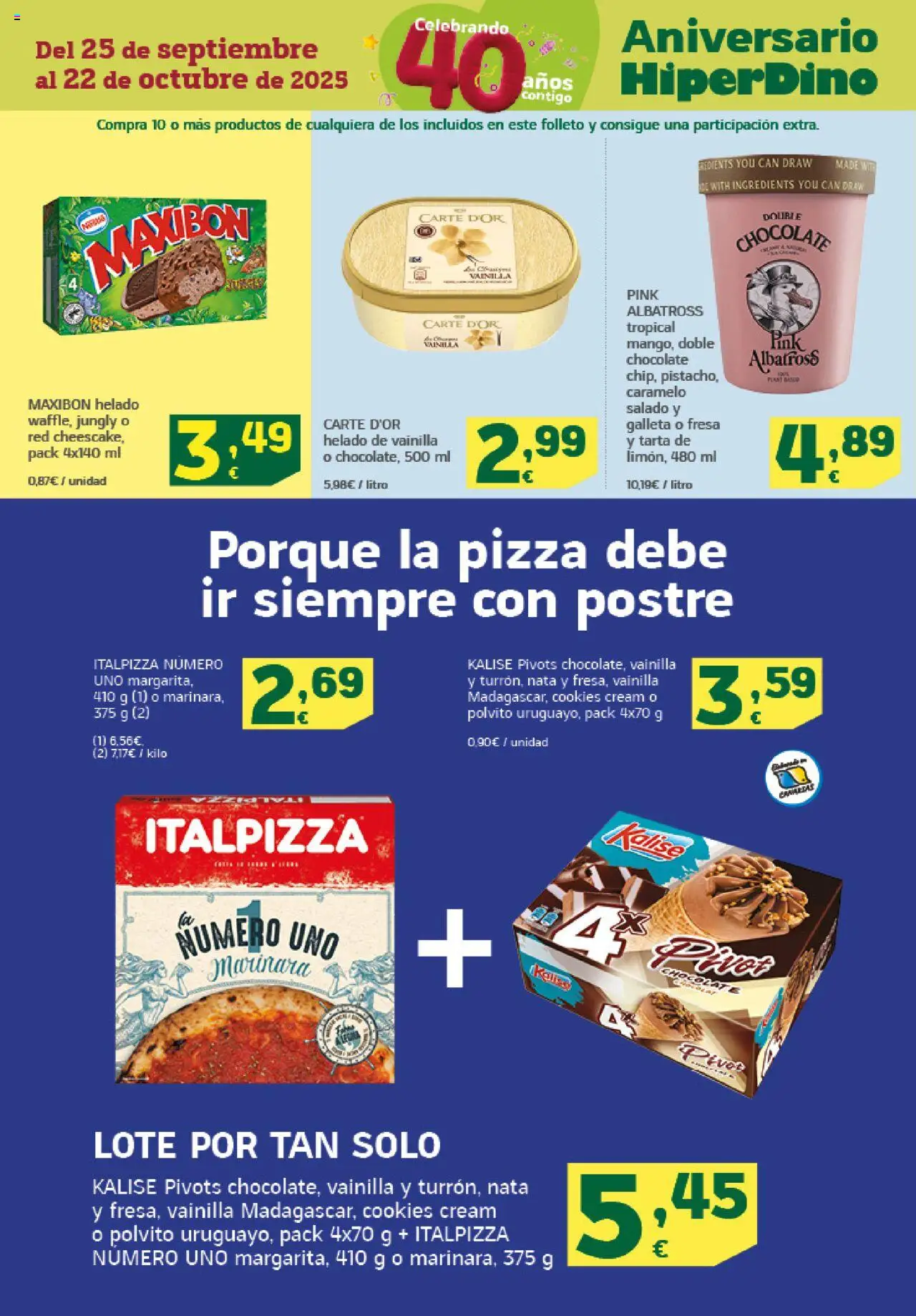 HiperDino folleto │ válido desde el 09.10.2025 | Página: 14 | Productos: Chocolate, Pizza, Helado