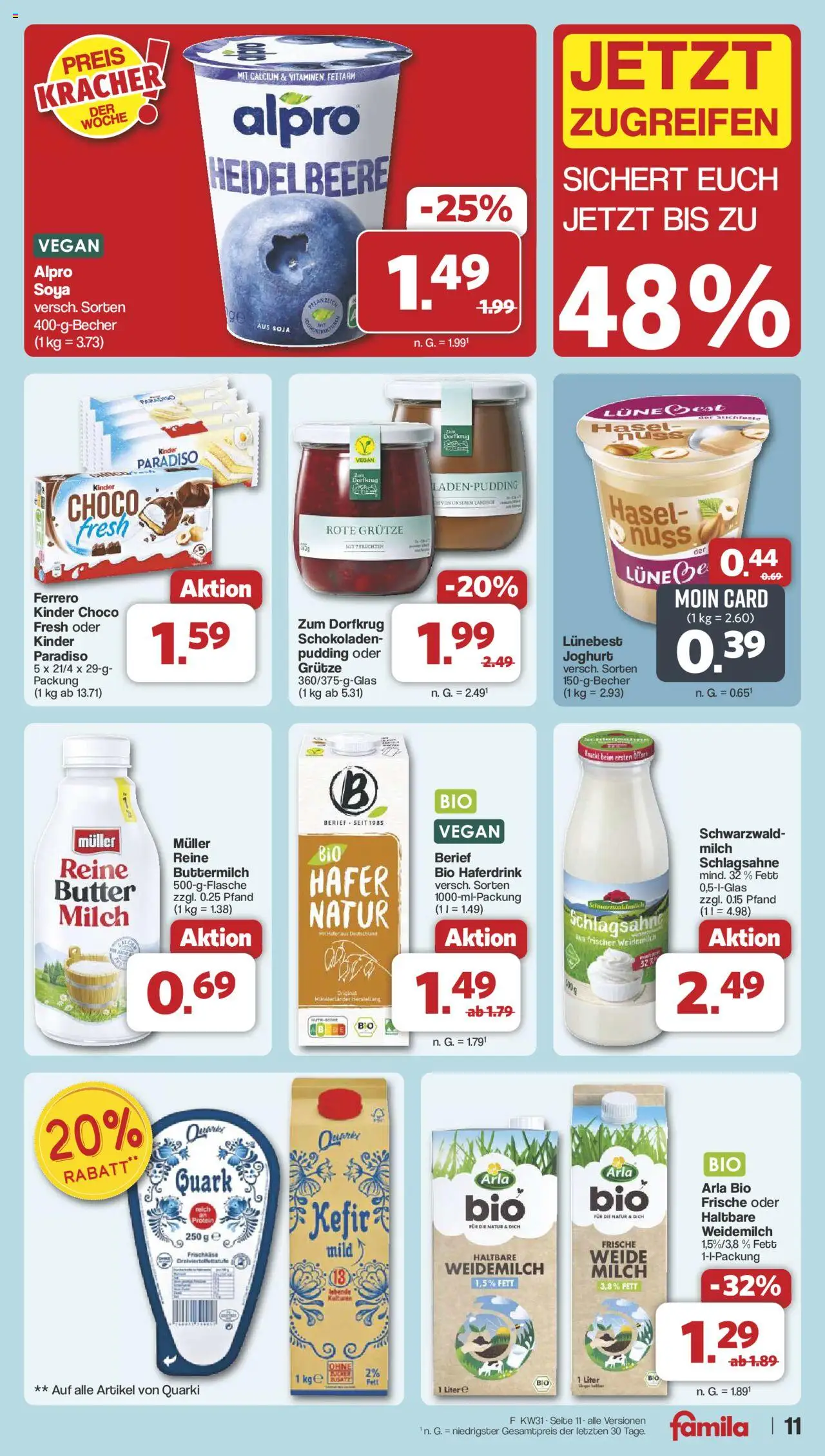 Famila Nordwest Prospekt 	 - gültig ab dem 28.07.2025 | Seite: 11 | Produkte: Quark, Butter, Joghurt, Haferdrink
