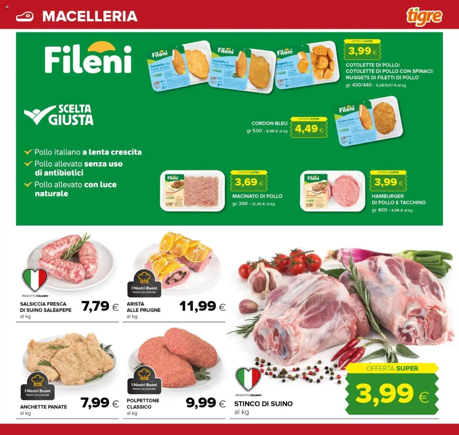 Volantino Tigre del 30.11.2025 | Pagina: 11 | Prodotti: Tacchino, Salsiccia, Spinaci, Macinato
