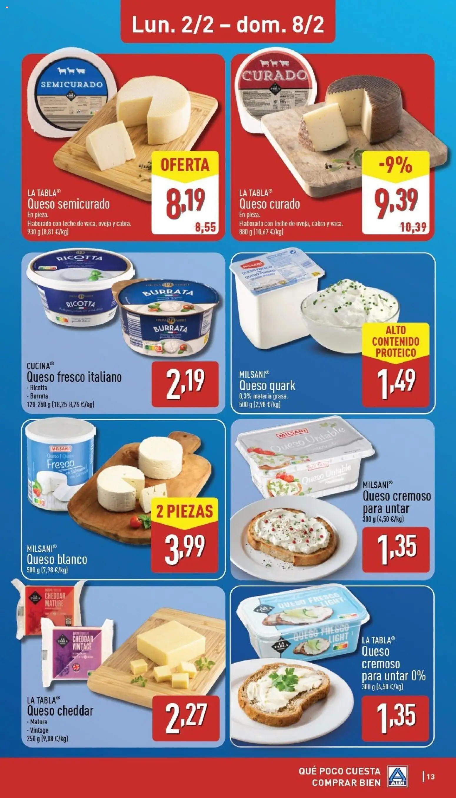 Aldi folleto Canarias │ válido desde el 02.02.2026 | Página: 13 | Productos: Leche, Queso, Queso fresco