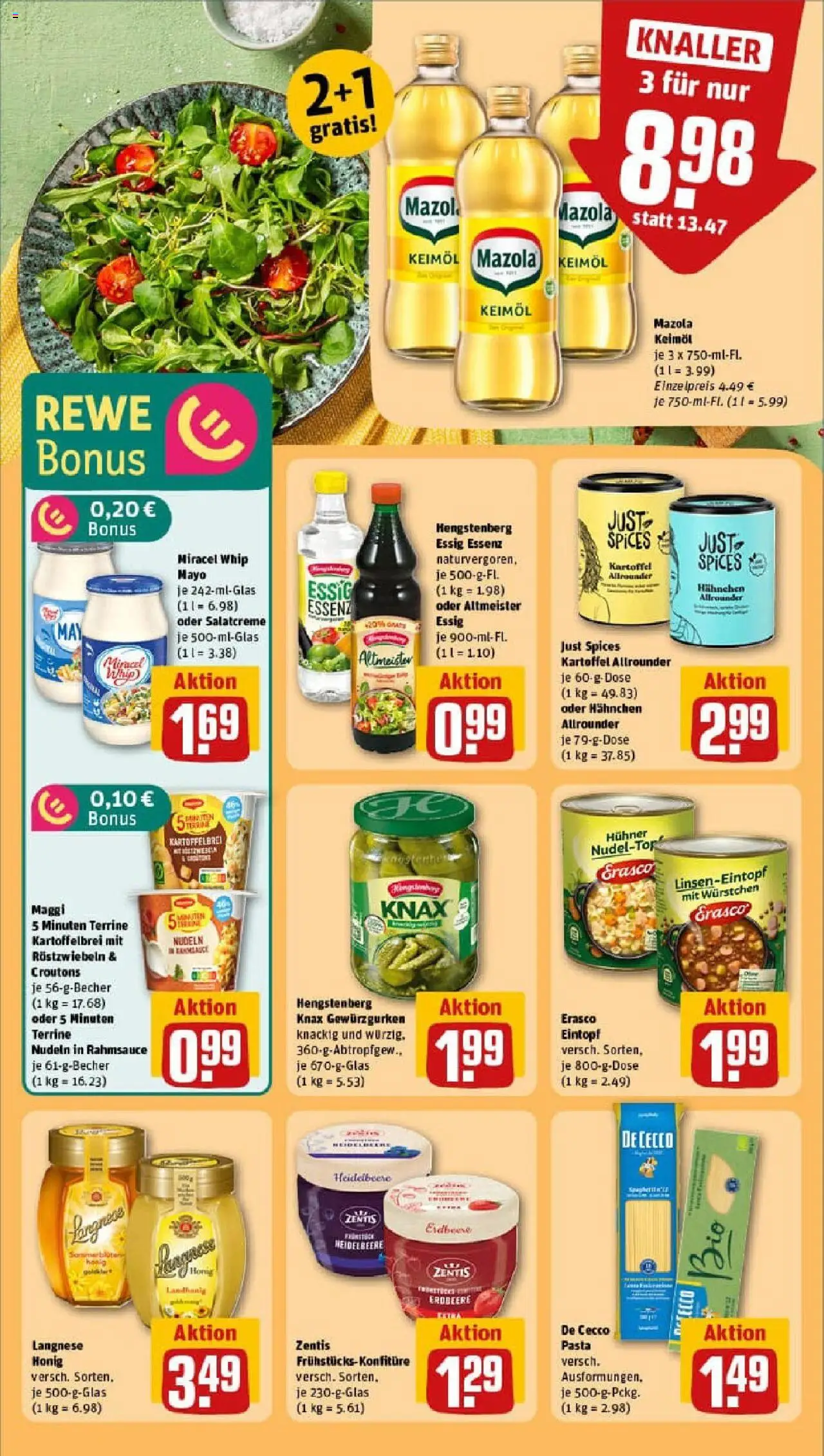 Rewe prospekt Weisendorf	 - gültig ab dem 27.07.2025 | Seite: 22 | Produkte: Langnese, Essig, Pasta, Maggi 5 minuten terrine