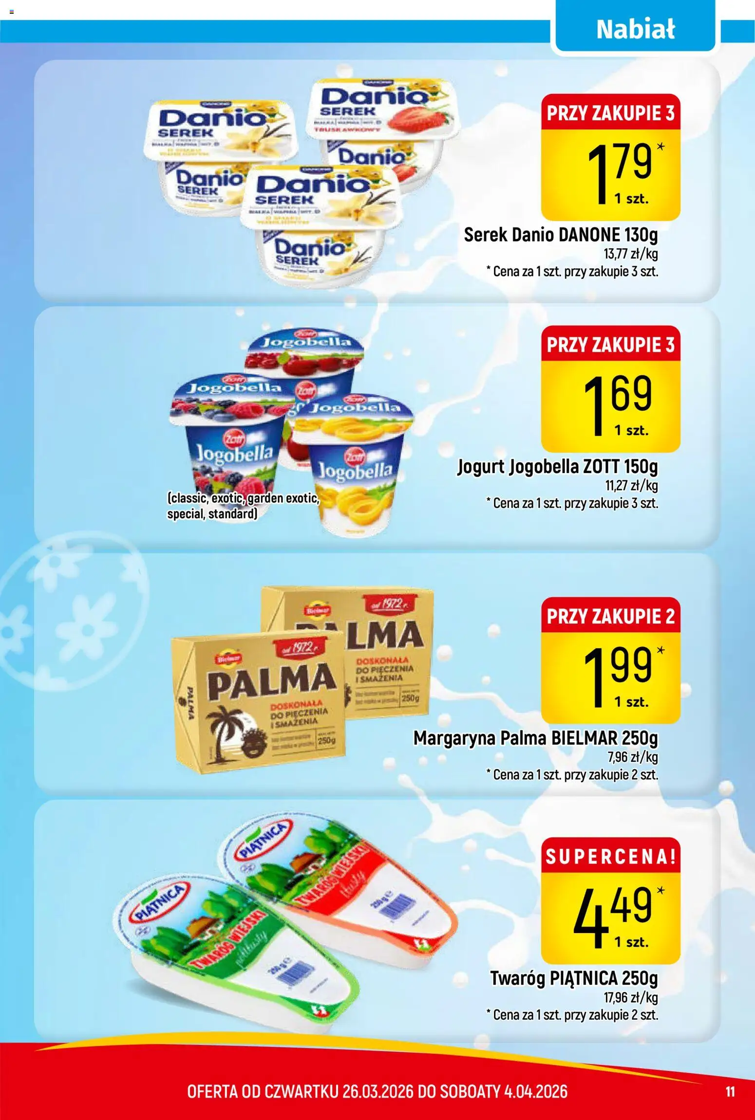 Piotruś Pan gazetka od 26.03.2026 | Strona: 11 | Produkty: Serek, Margaryna, Jogurt, Twaróg