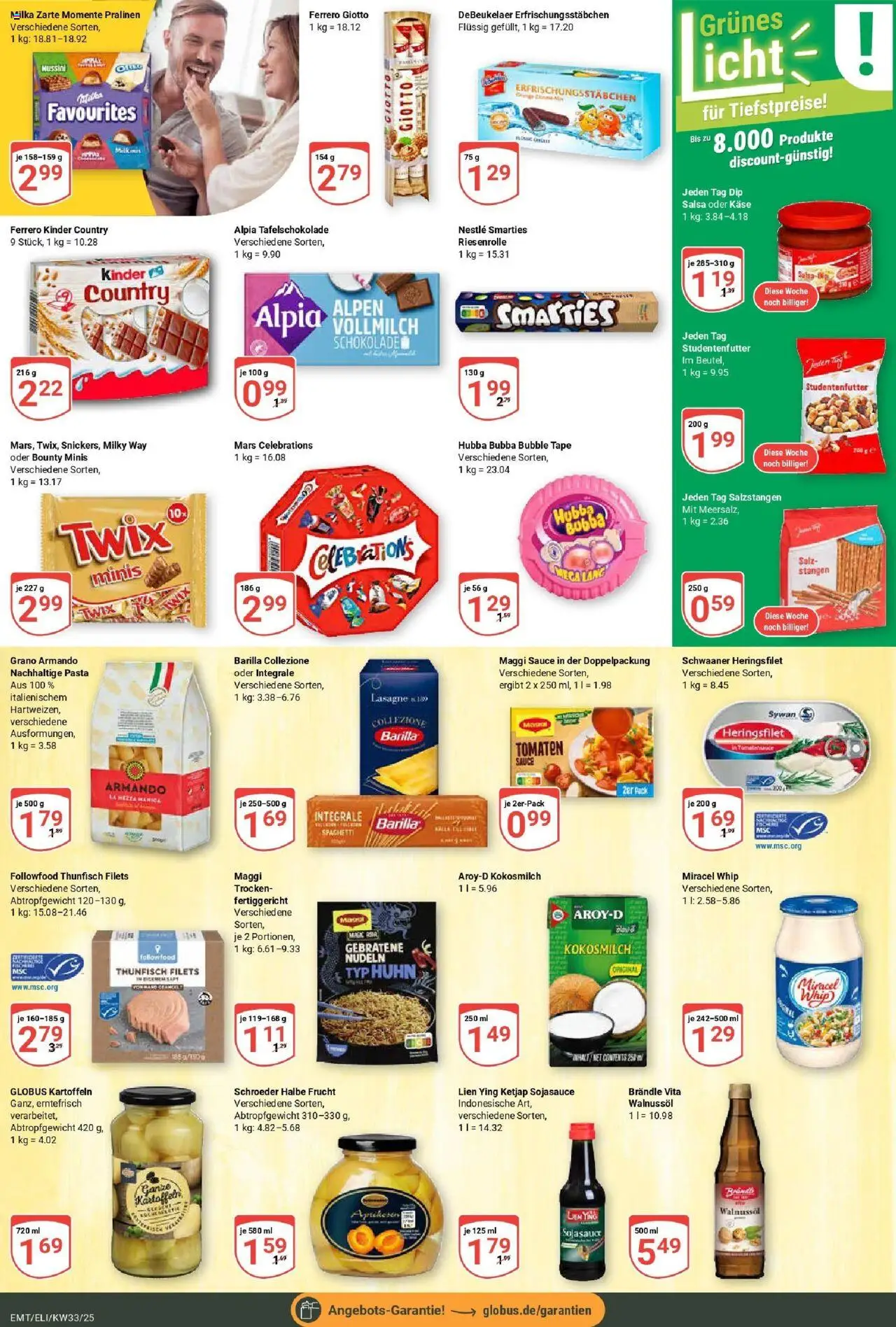 Globus prospekt Mittelhausen	 - gültig ab dem 11.08.2025 | Seite: 13 | Produkte: Miracel whip, Mars, Twix, Kinder country